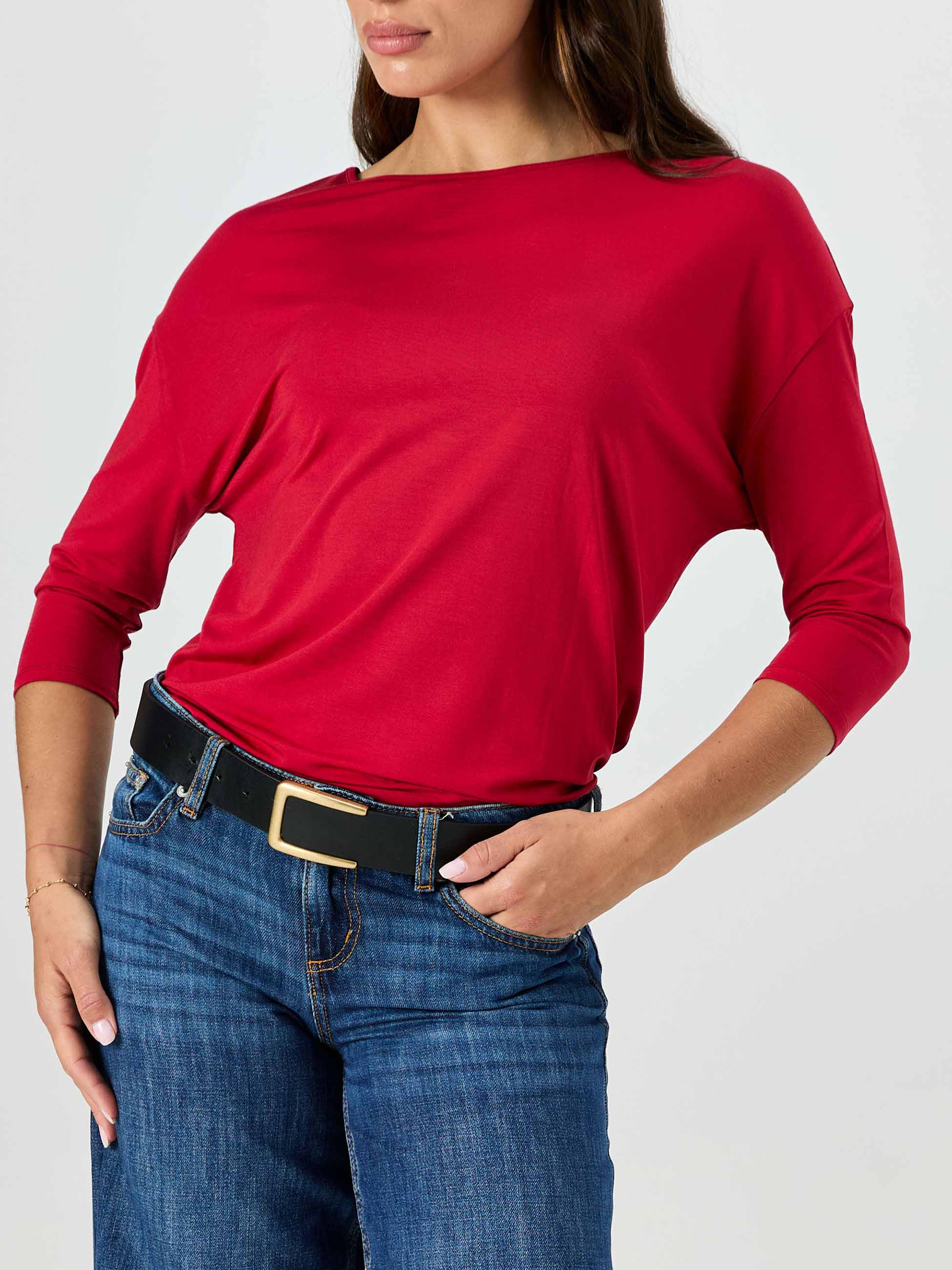 Modal Luxe Layer Tee 3/4 Sleeve - Cherry - Image 5