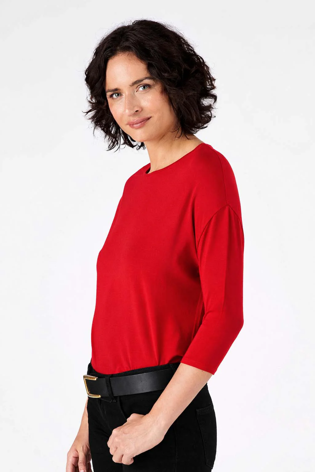 Modal Luxe Layer Tee 3/4 Sleeve - Cherry - Image 8