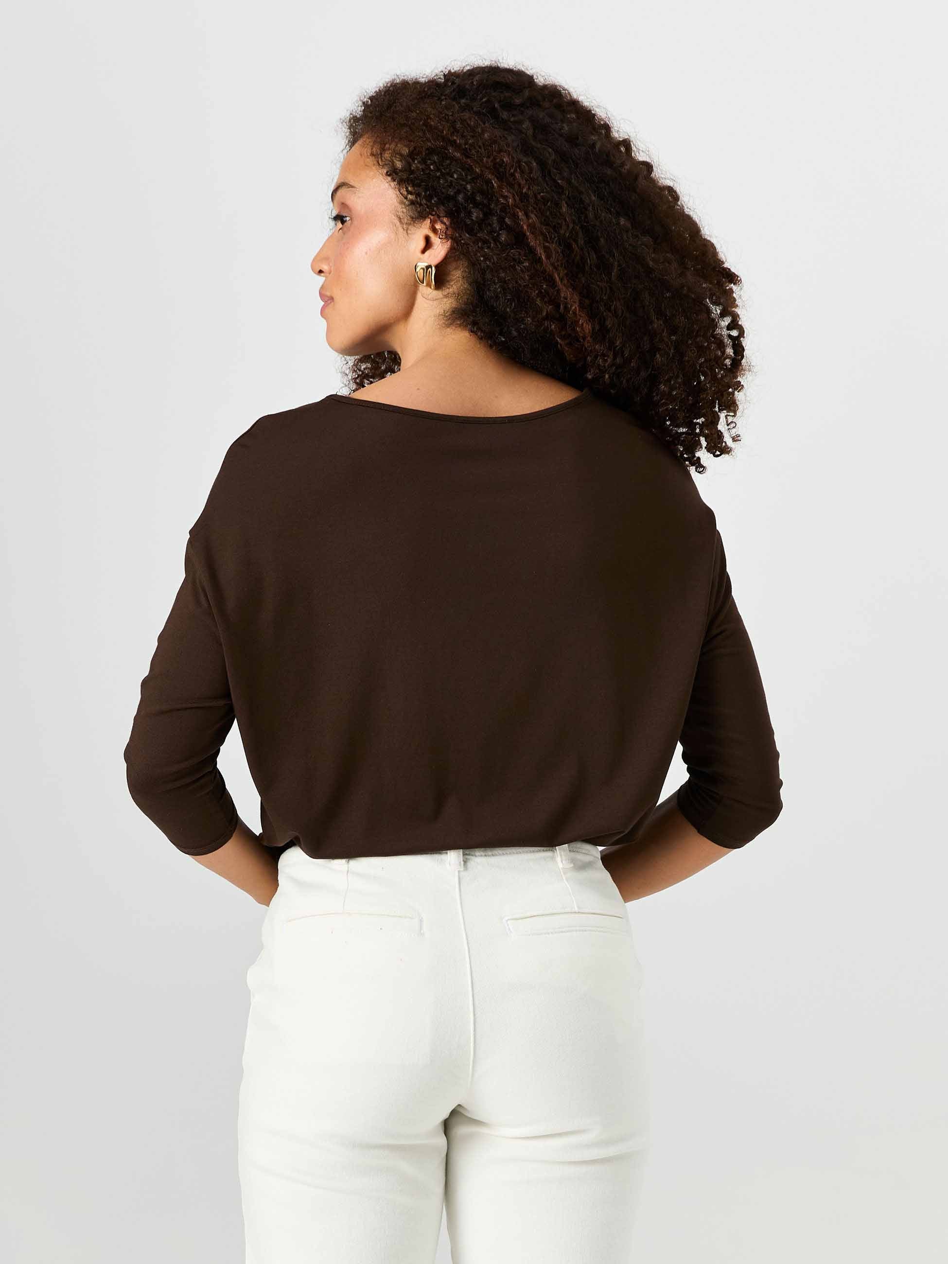 Modal Luxe Layer Tee 3/4 Sleeve - Coffee Bean - Image 3
