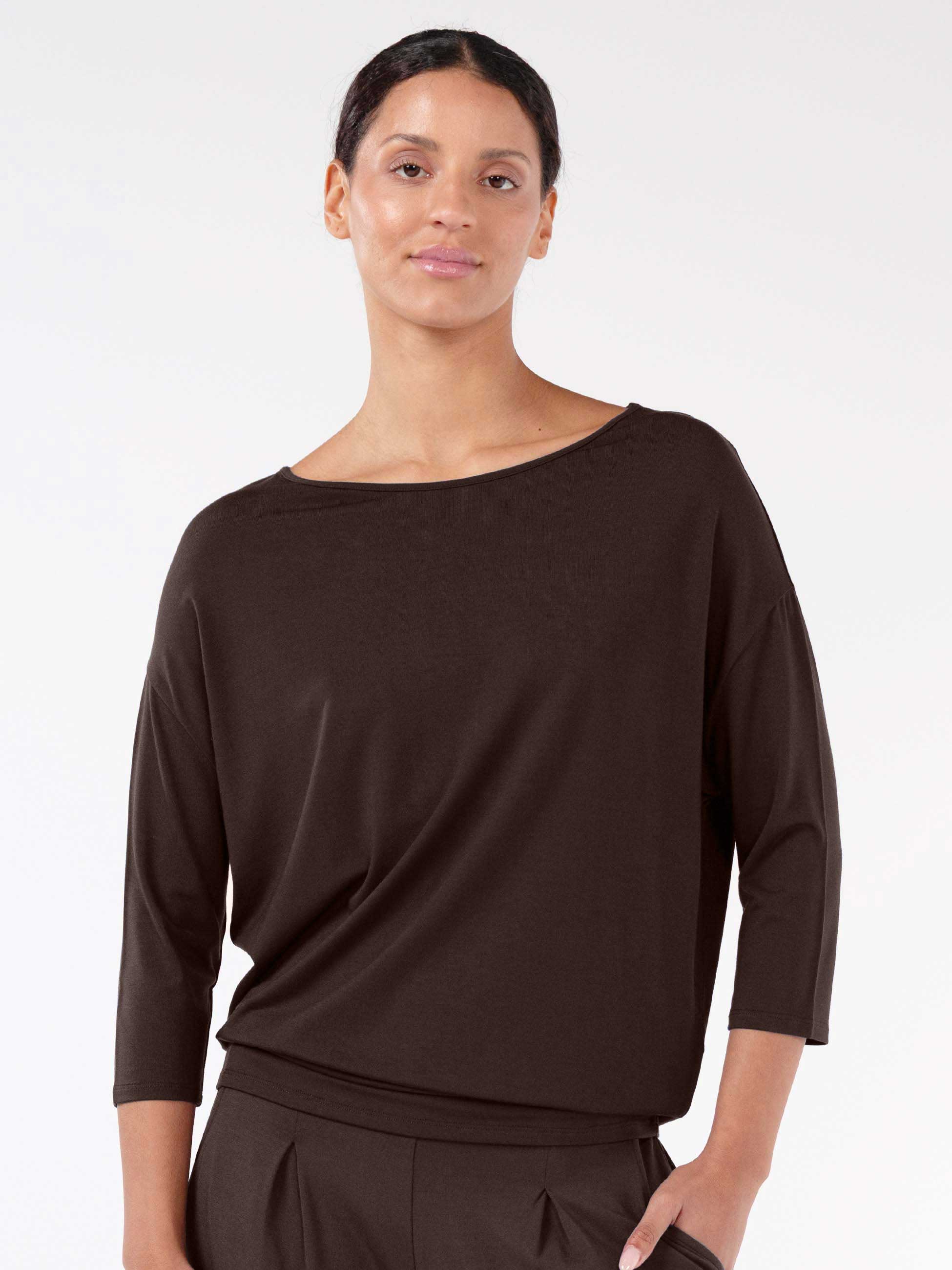 Modal Luxe Layer Tee 3/4 Sleeve - Coffee Bean - Image 5