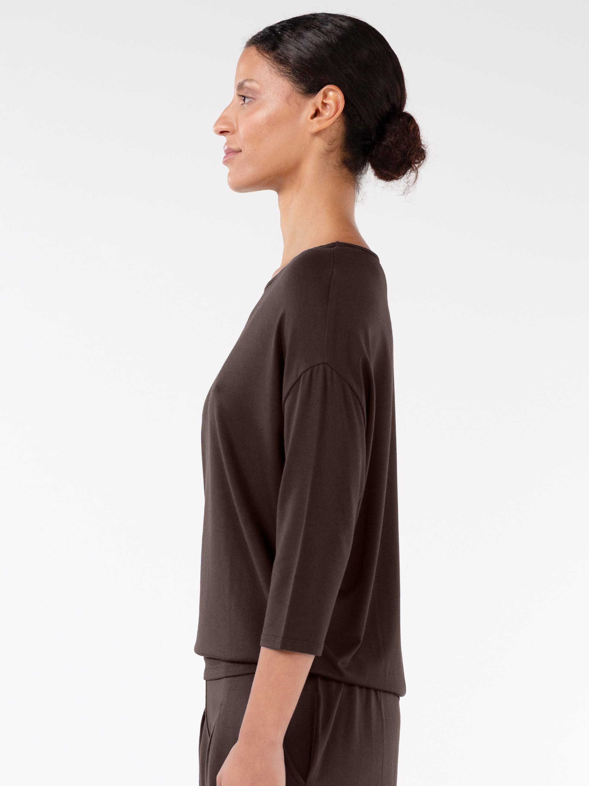 Modal Luxe Layer Tee 3/4 Sleeve - Coffee Bean - Image 6