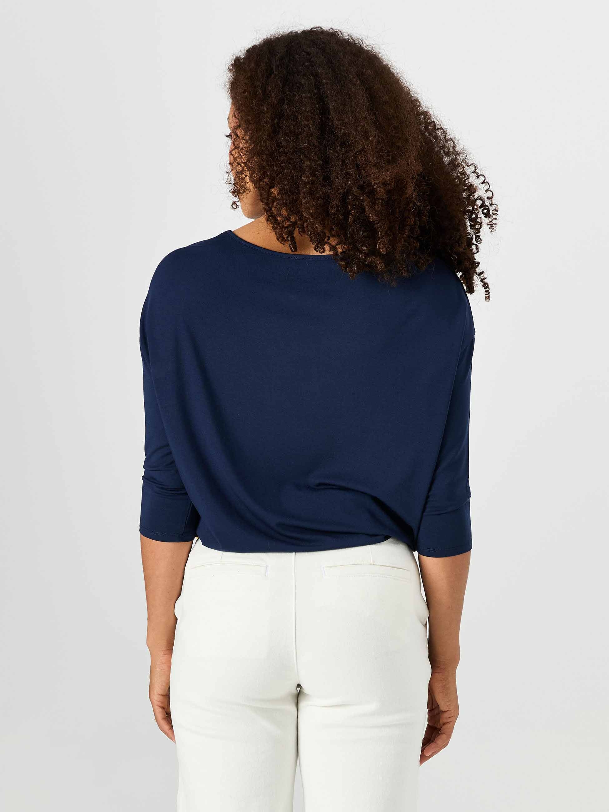 Modal Luxe Layer Tee 3/4 Sleeve - Navy - Image 3
