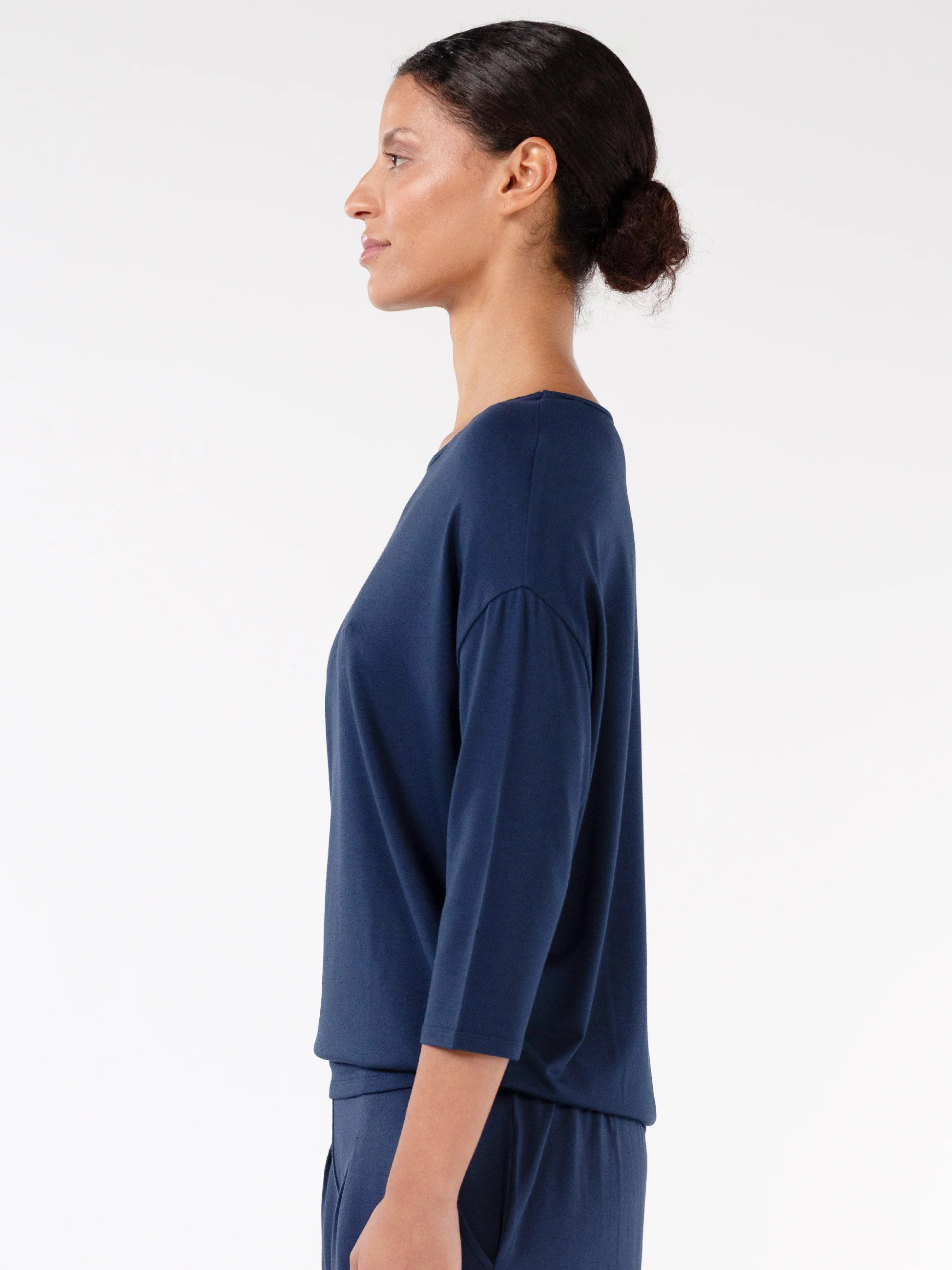 Modal Luxe Layer Tee 3/4 Sleeve - Navy - Image 7