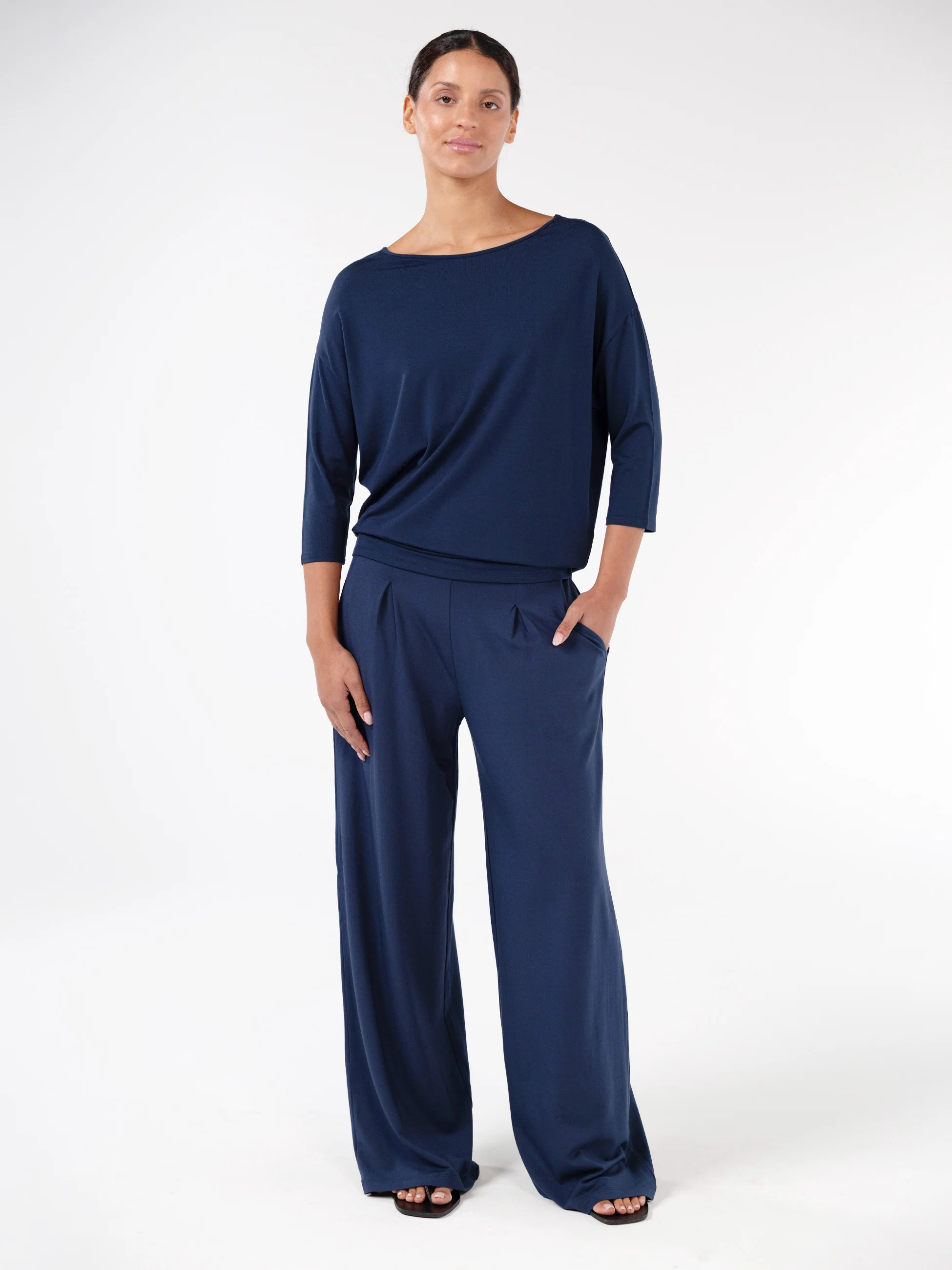 Modal Luxe Layer Tee 3/4 Sleeve - Navy - Image 8