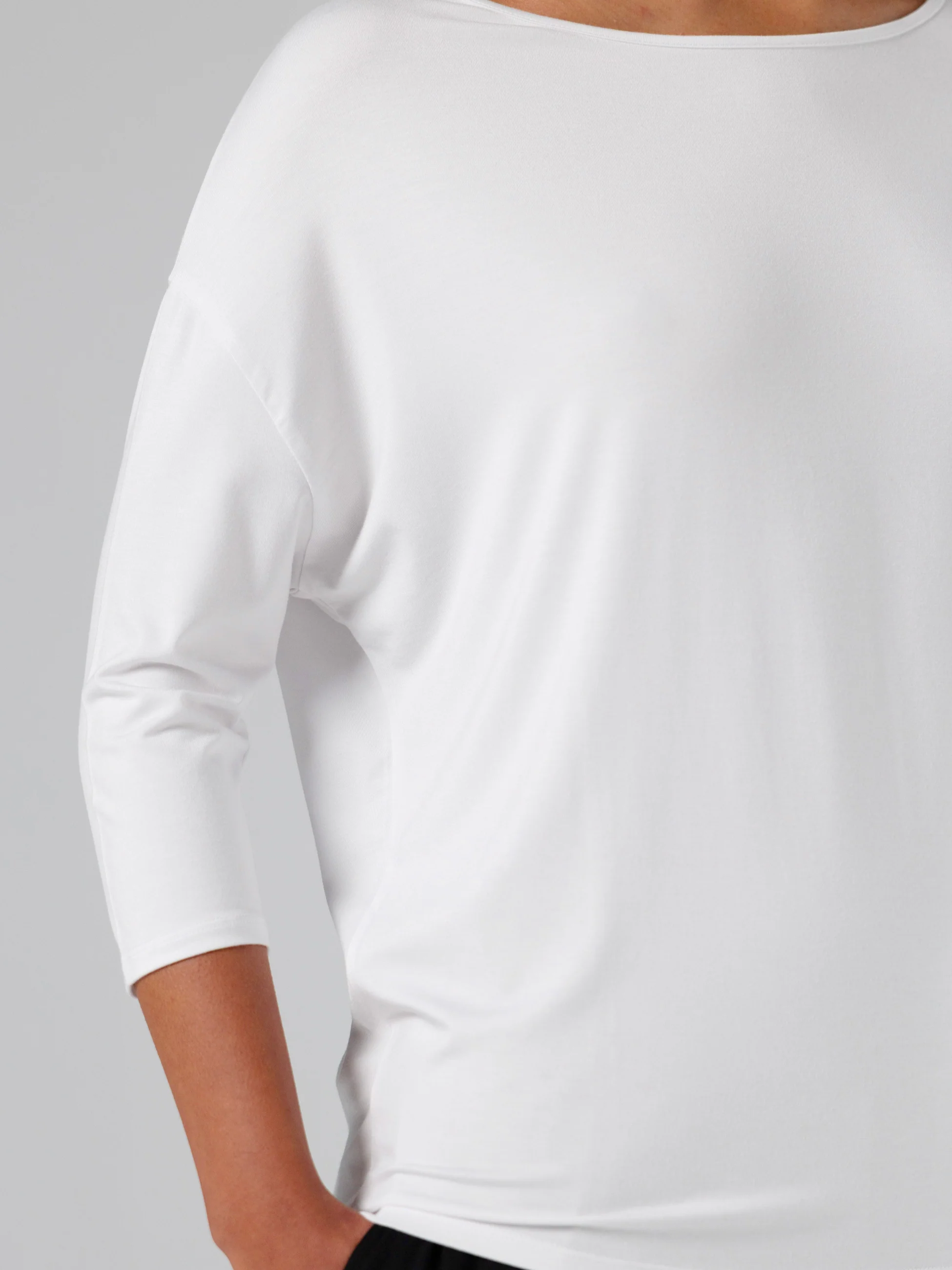 Modal Luxe Layer Tee 3/4 Sleeve - White - Image 10