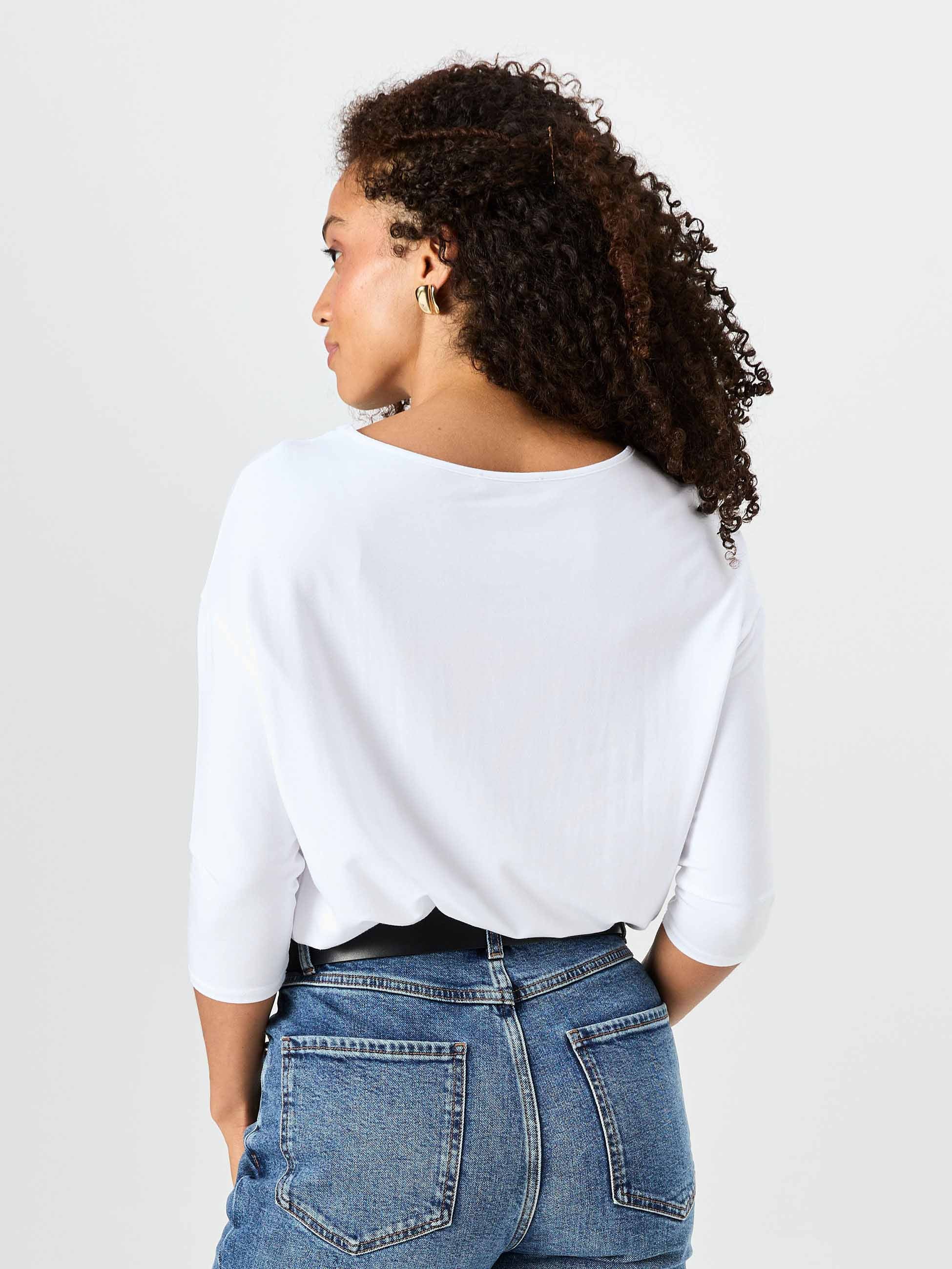 Modal Luxe Layer Tee 3/4 Sleeve - White - Image 3