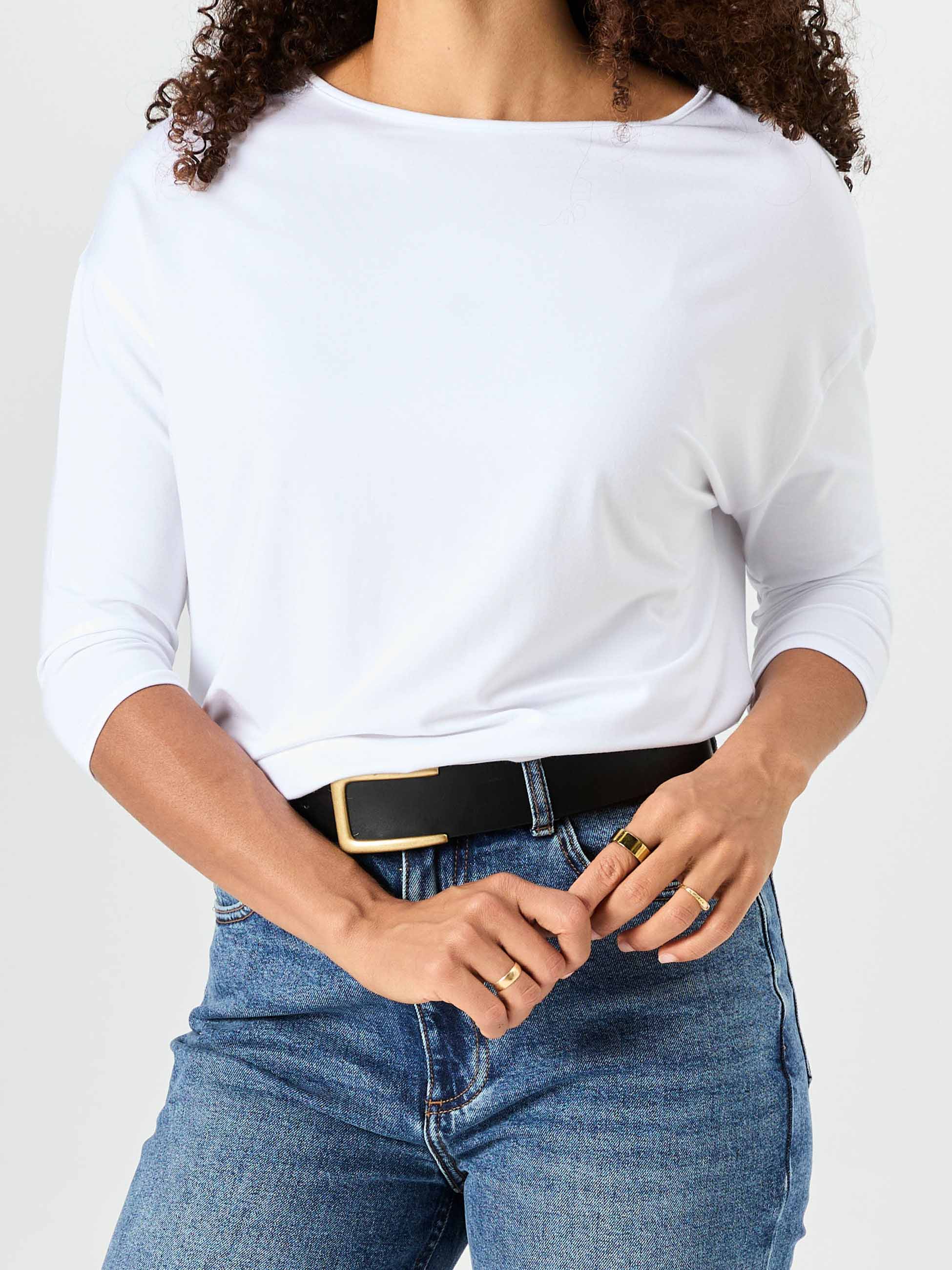 Modal Luxe Layer Tee 3/4 Sleeve - White - Image 5