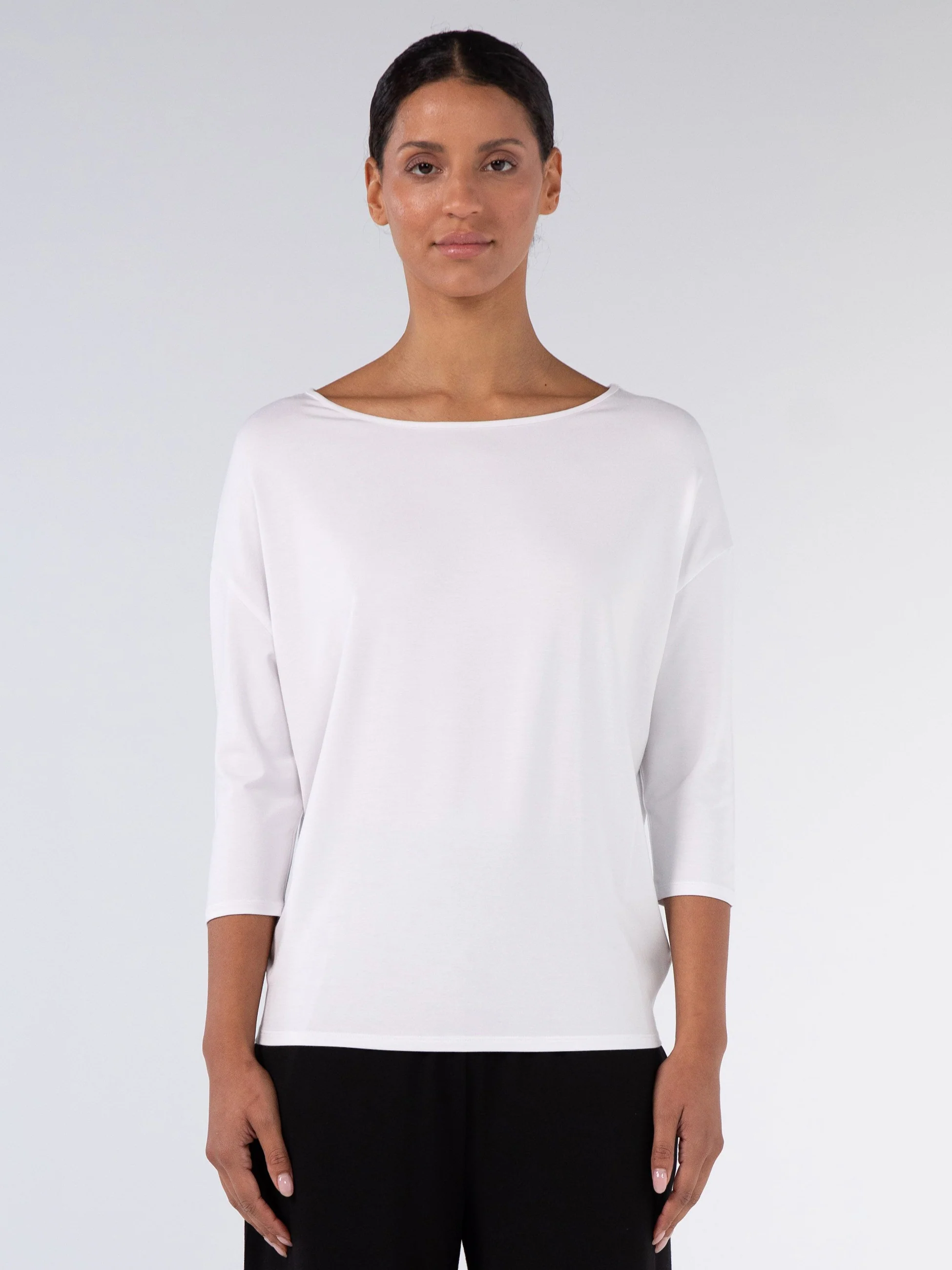 Modal Luxe Layer Tee 3/4 Sleeve - White - Image 6