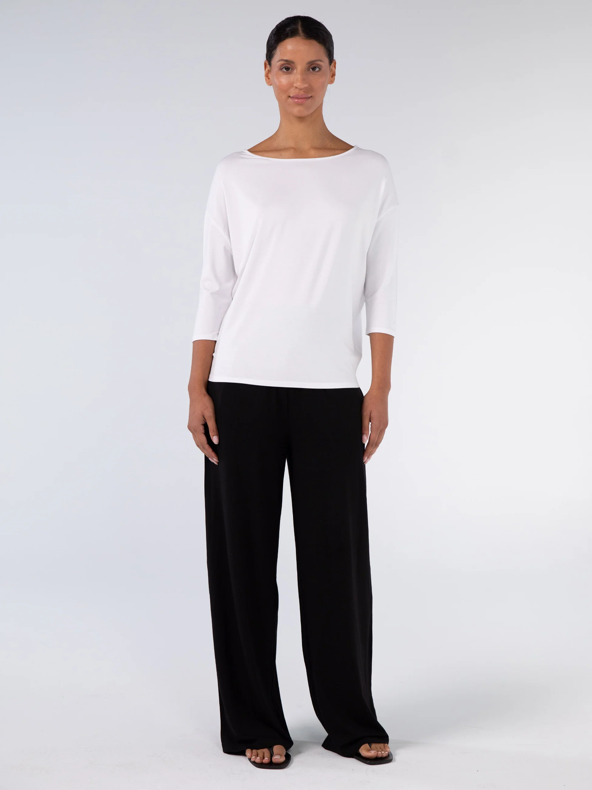 Modal Luxe Layer Tee 3/4 Sleeve - White - Image 7
