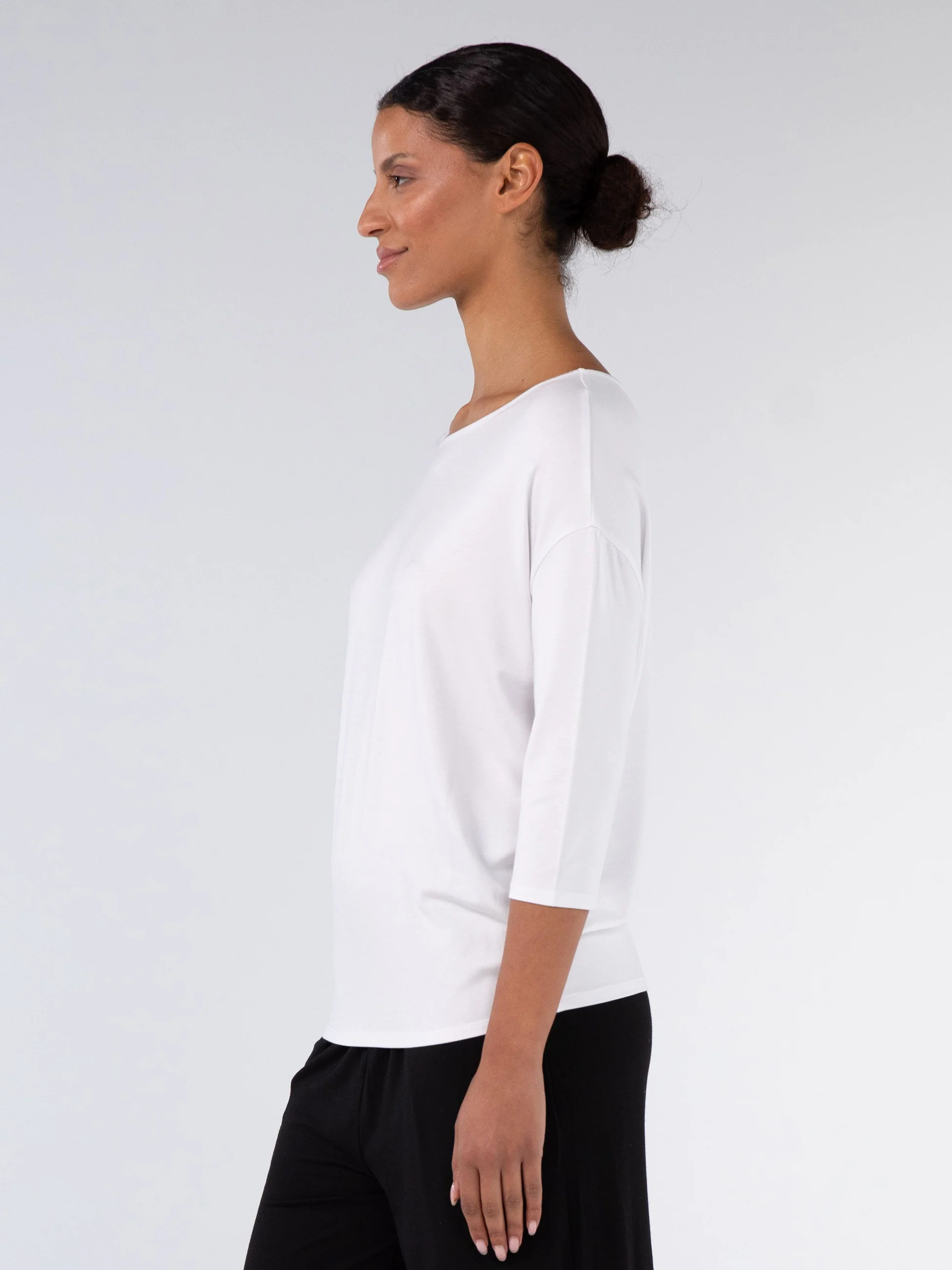 Modal Luxe Layer Tee 3/4 Sleeve - White - Image 8