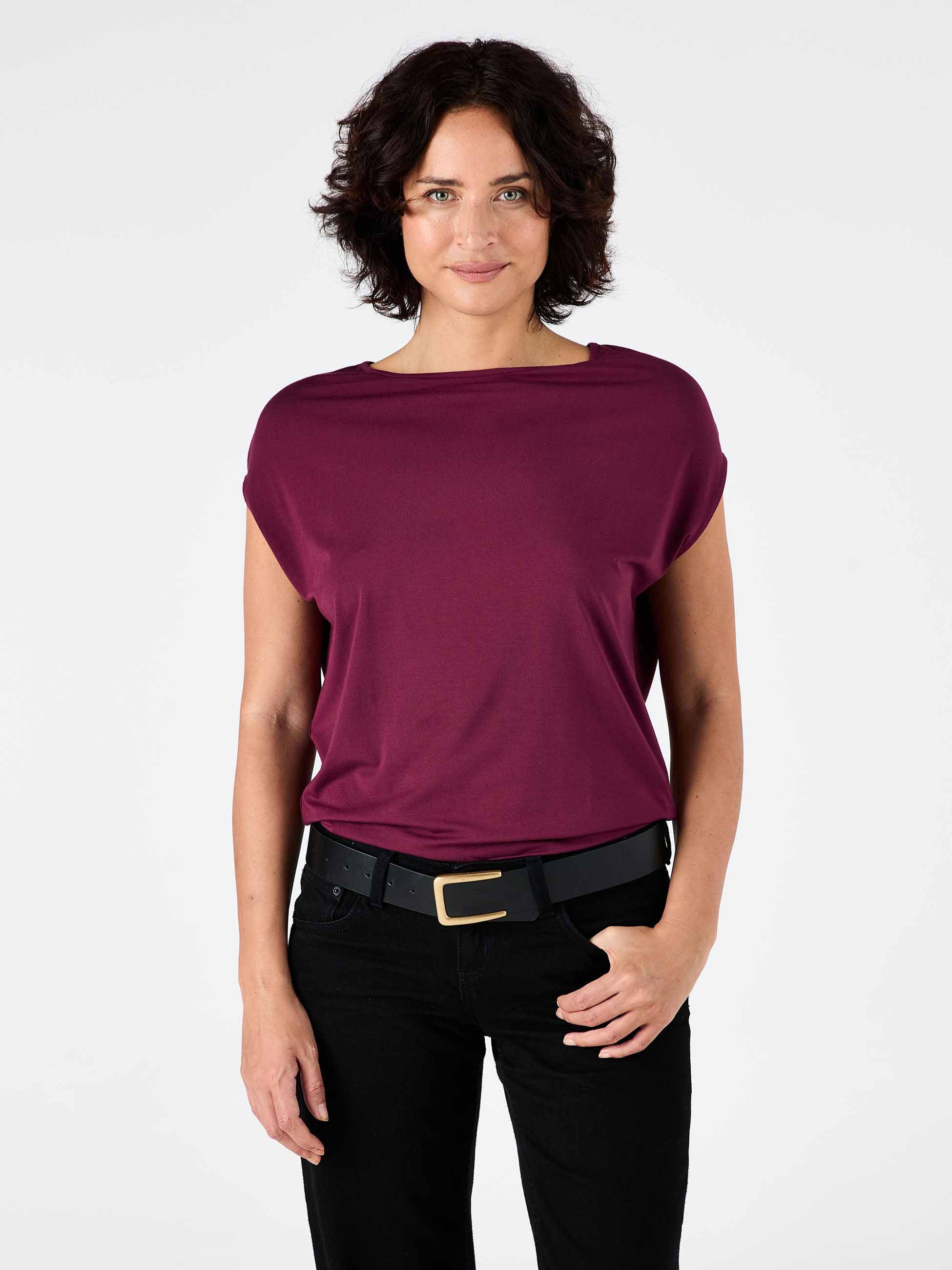 Modal Luxe Layer Tee - Ruby - Image 2