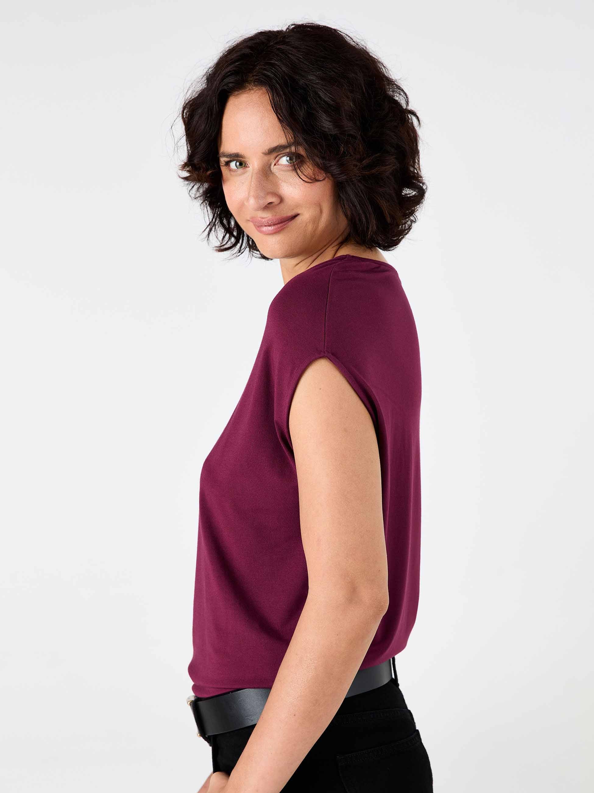 Modal Luxe Layer Tee - Ruby - Image 3