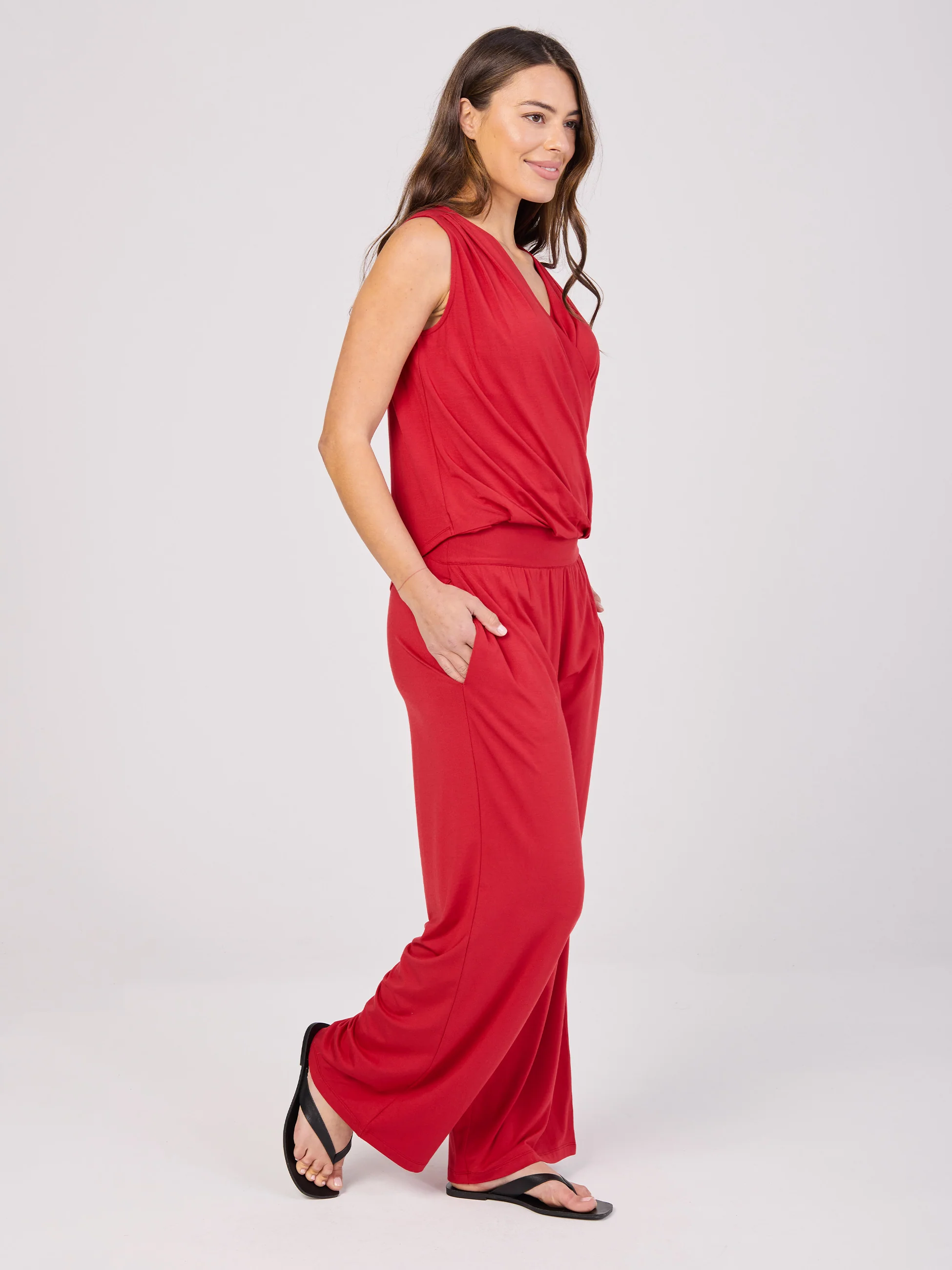 Nomad Modal Wide Leg Pant - Cherry - Image 3