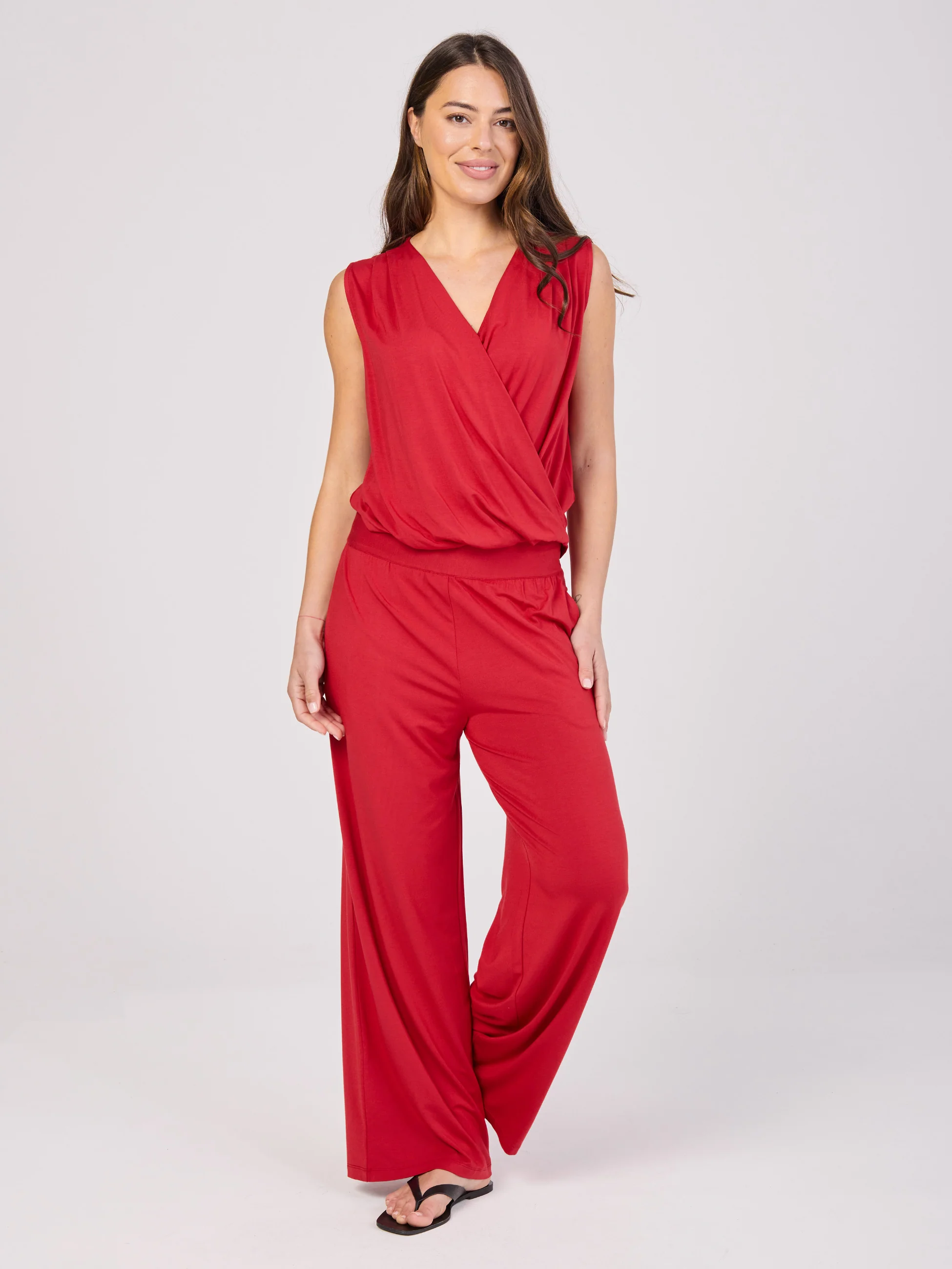 Nomad Modal Wide Leg Pant - Cherry - Image 5