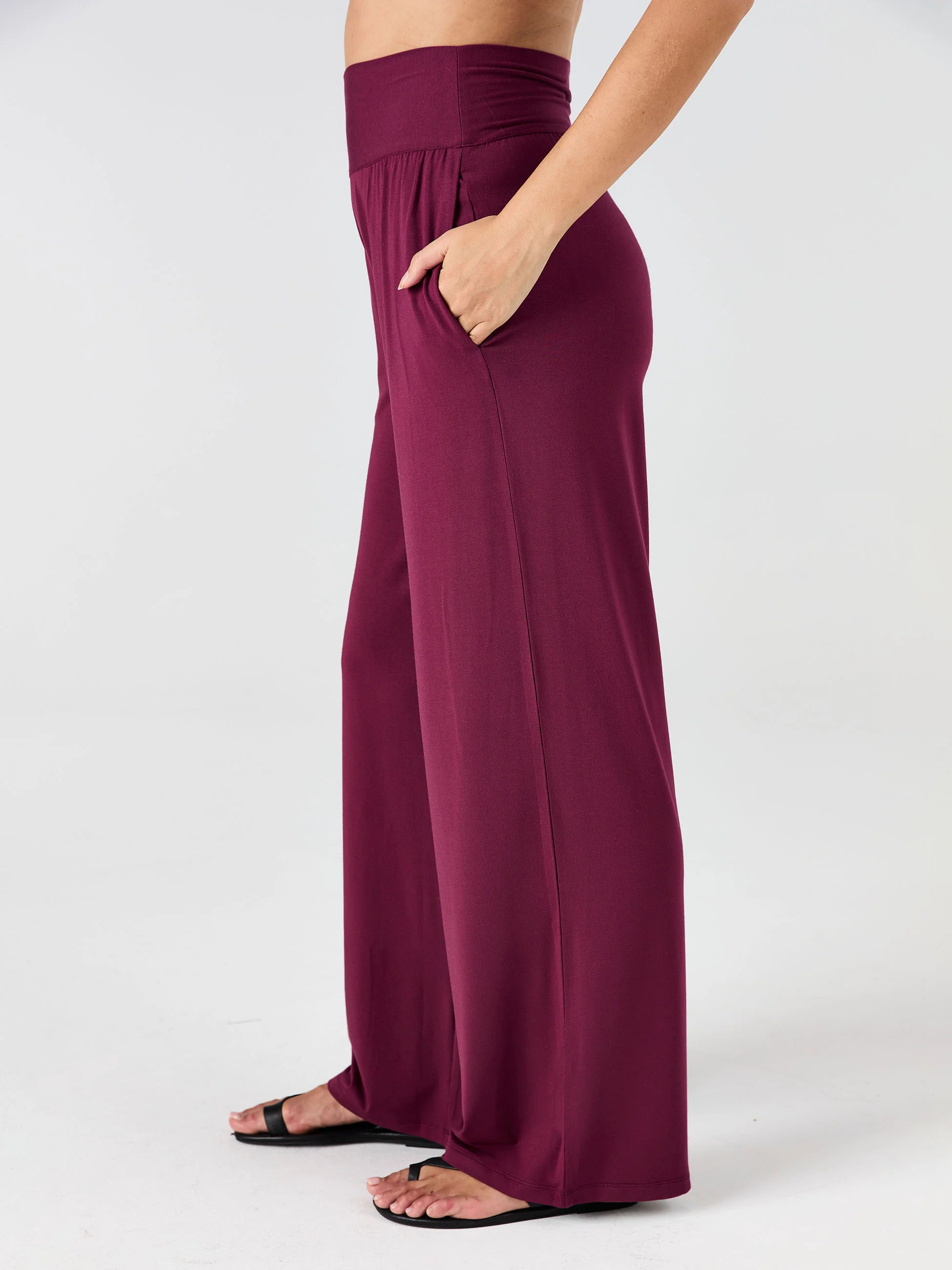 Nomad Modal Wide Leg Pant - Ruby - Image 5