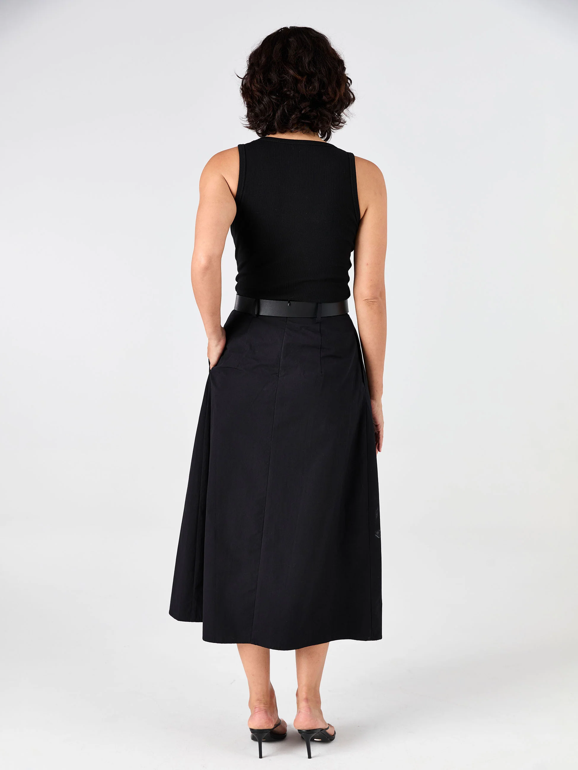 Pia Poplin Skirt - Black - Image 3