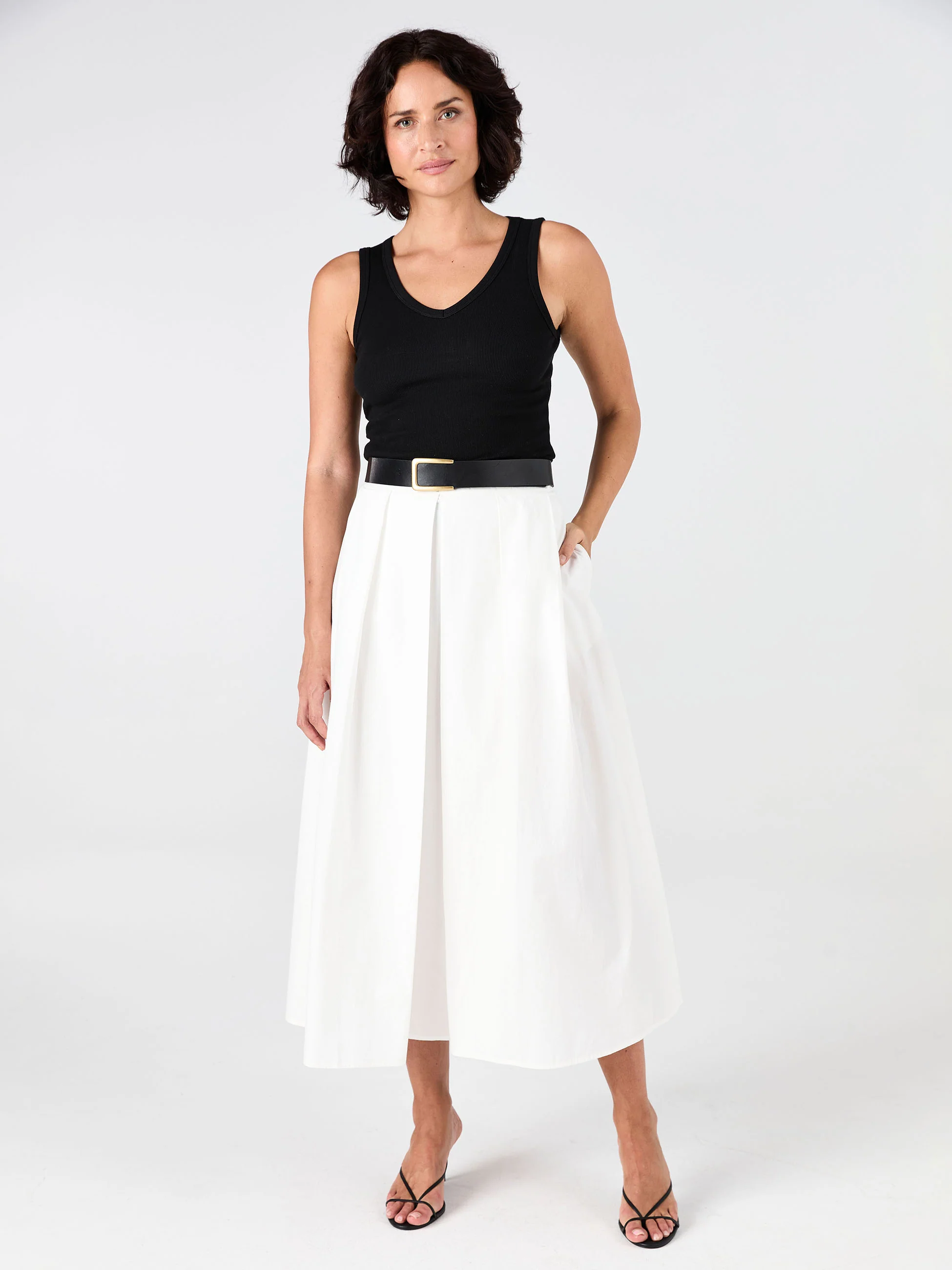 Pia Poplin Skirt - White
