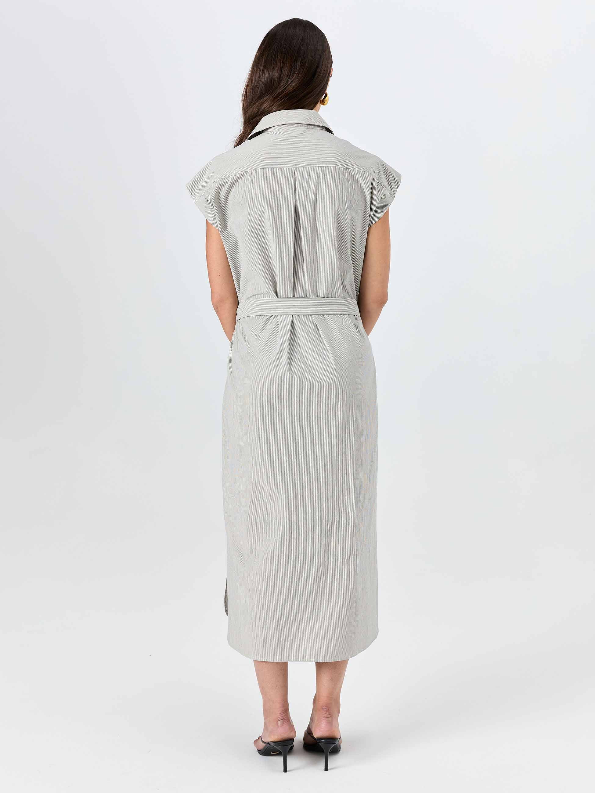 Poplin Shirt Dress - Black & White Stripe - Image 3