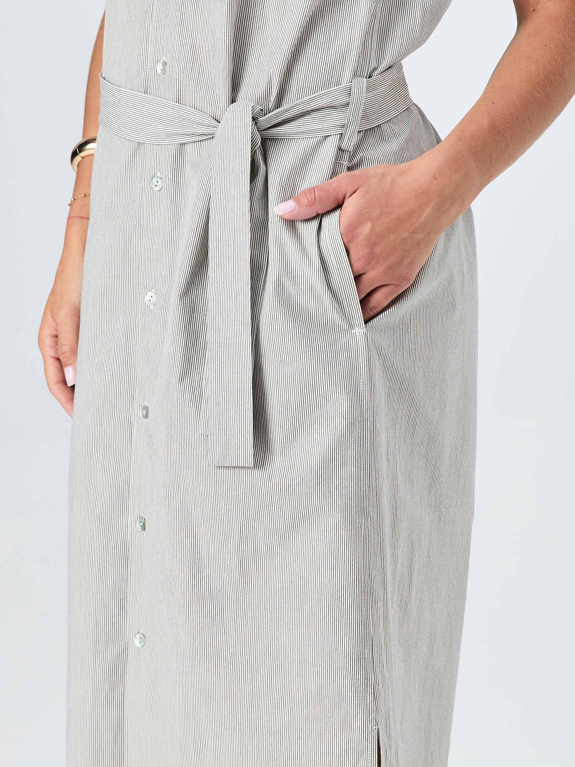 Poplin Shirt Dress - Black & White Stripe - Image 4