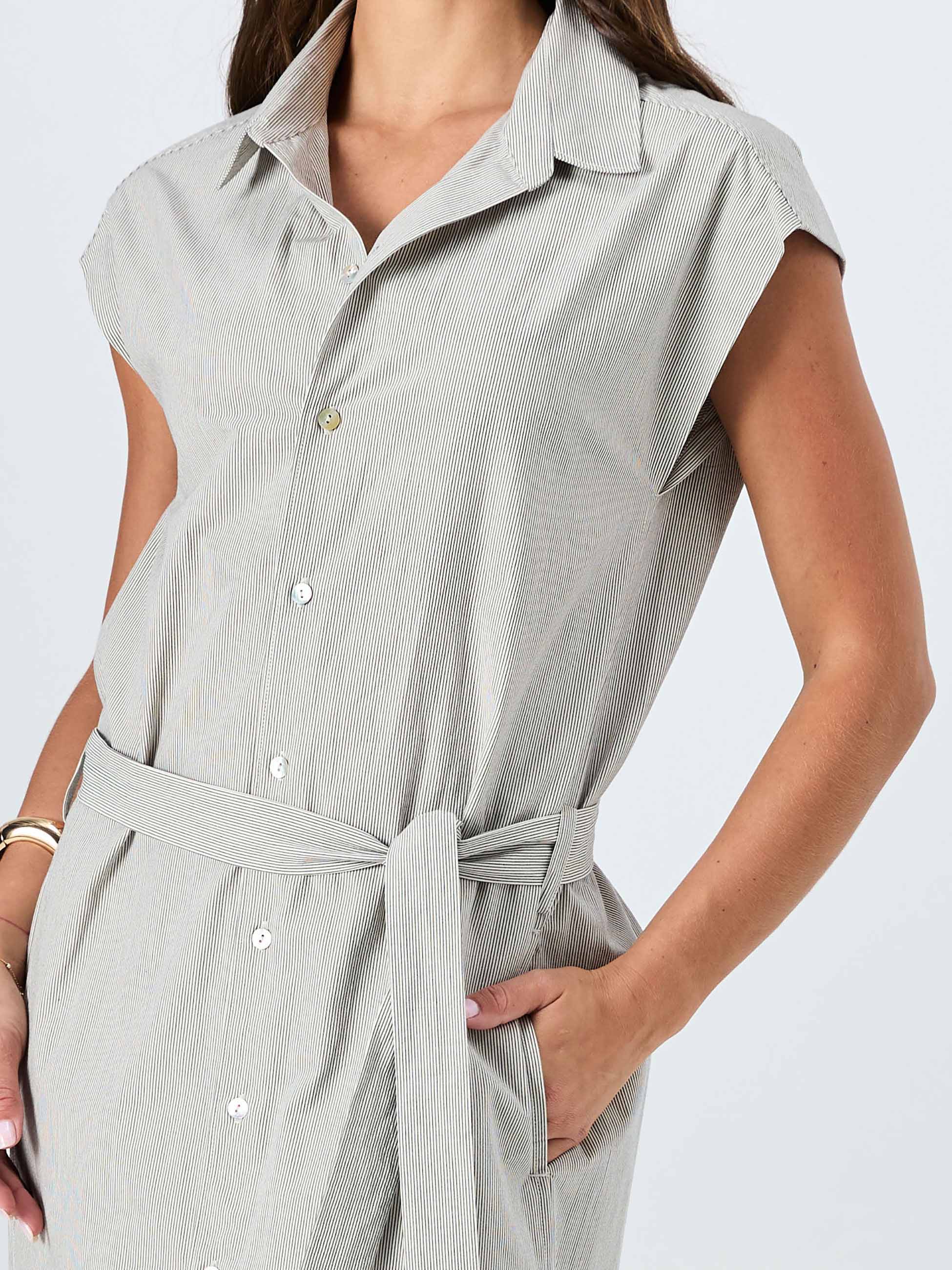 Poplin Shirt Dress - Black & White Stripe - Image 6