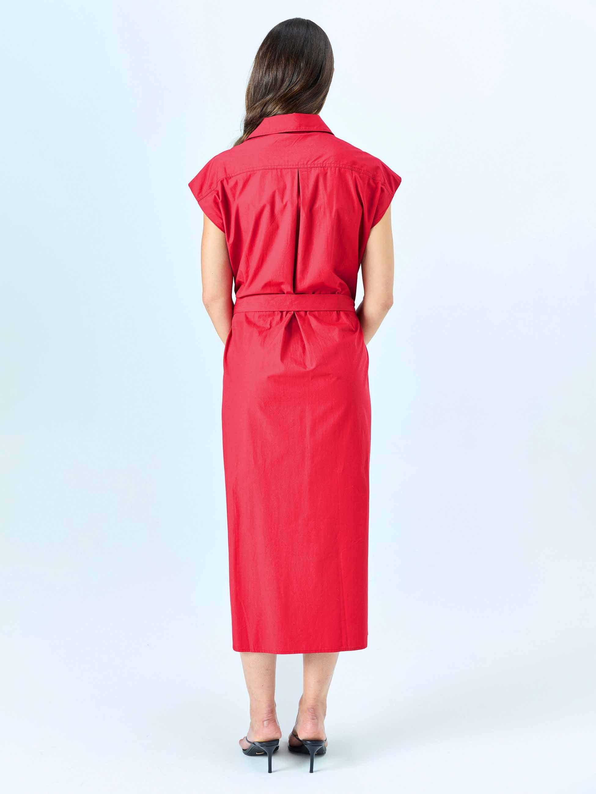 Poplin Shirt Dress - Cherry - Image 3