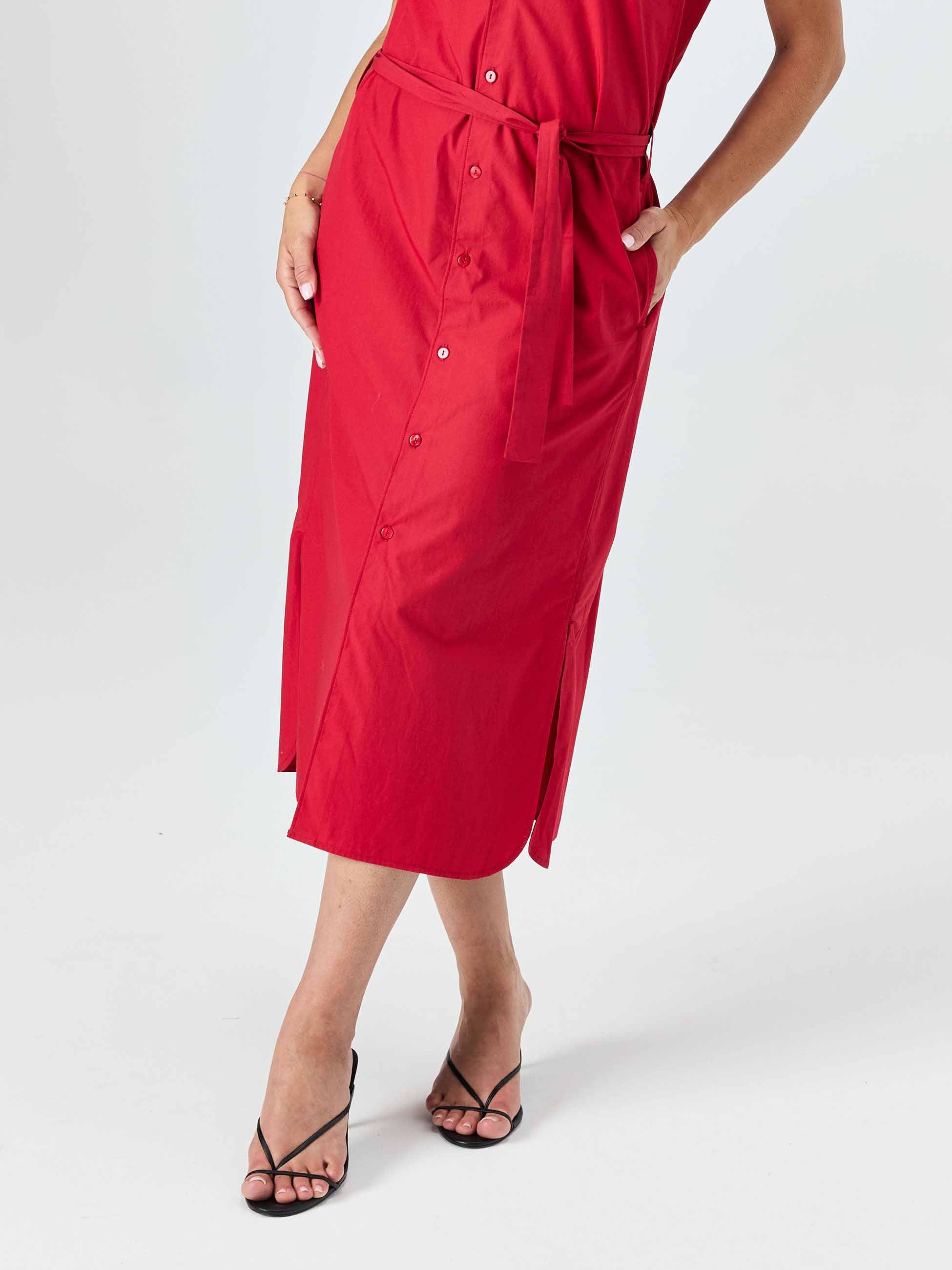 Poplin Shirt Dress - Cherry - Image 4