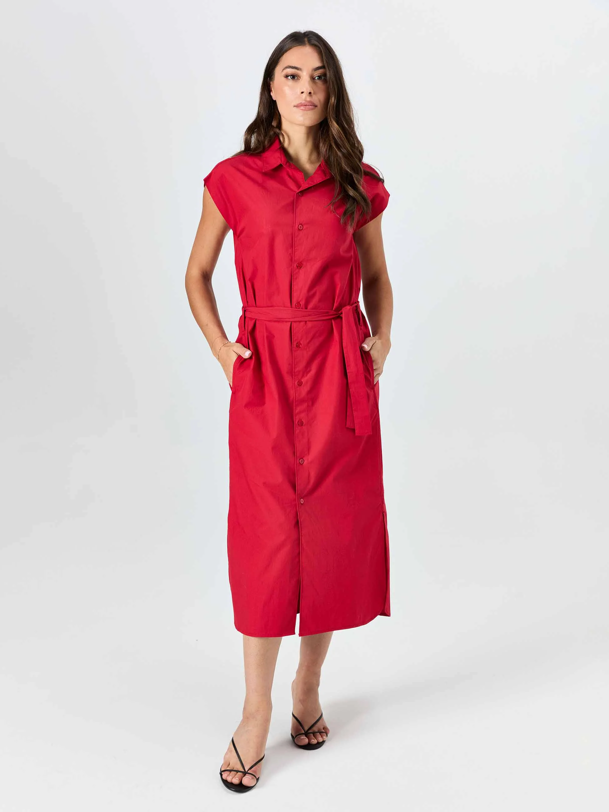 Poplin Shirt Dress - Cherry - Image 5