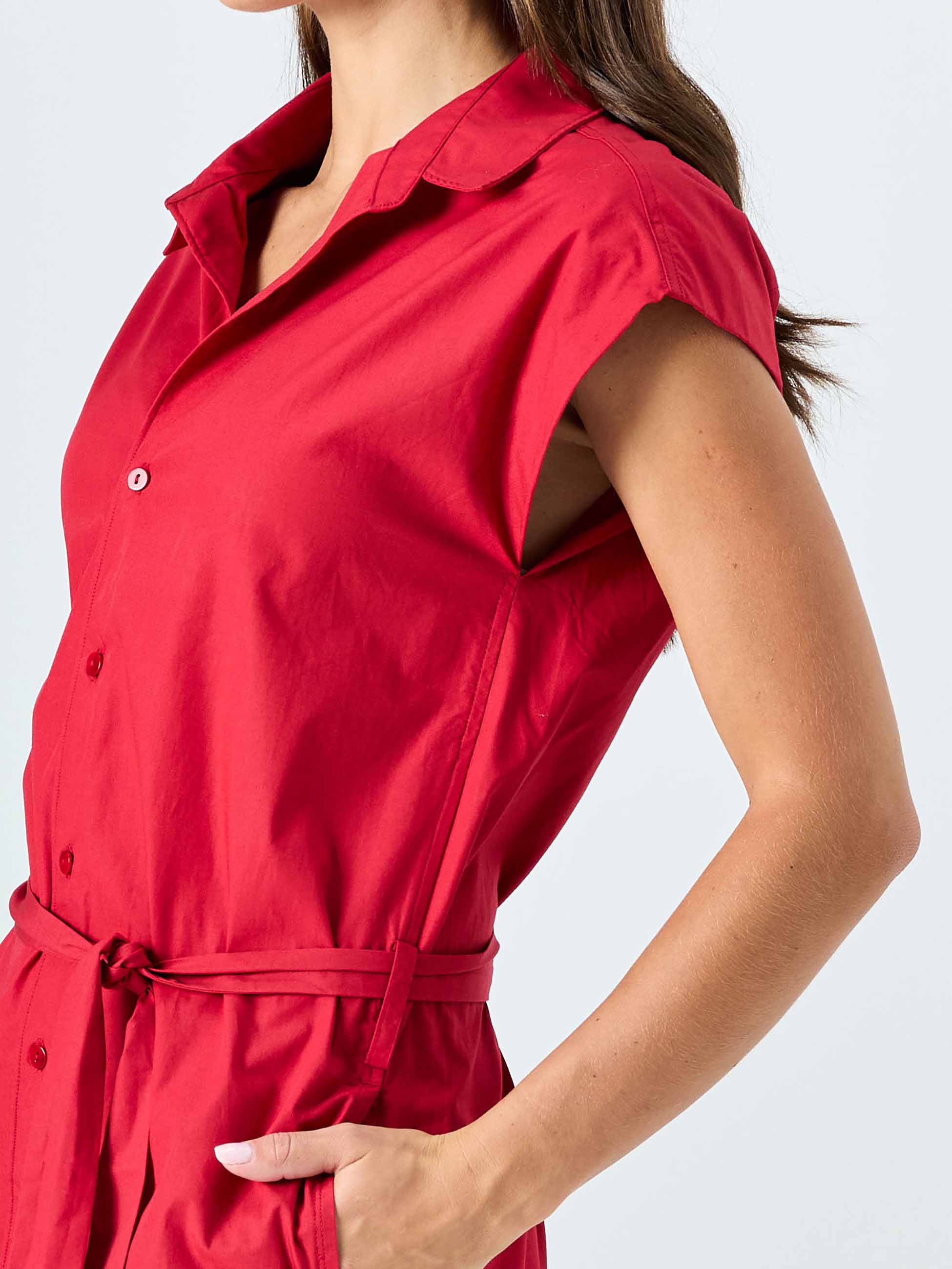 Poplin Shirt Dress - Cherry - Image 6