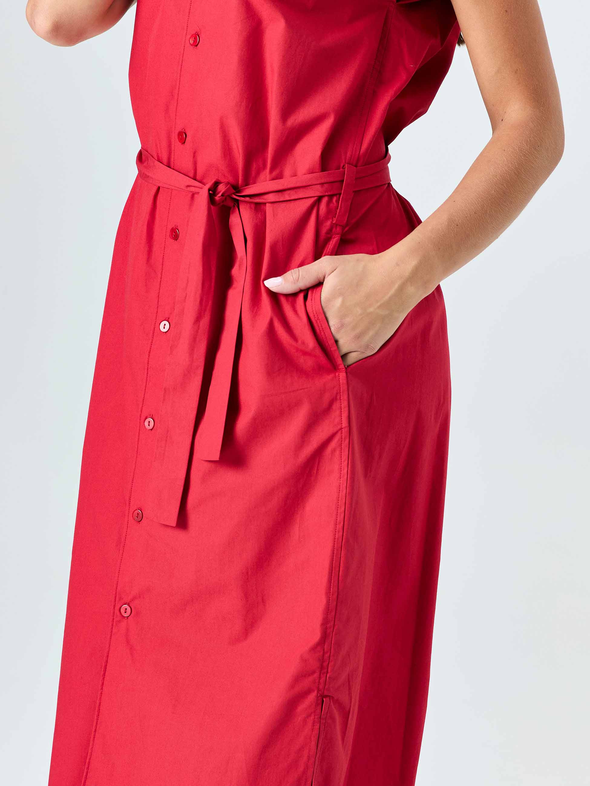 Poplin Shirt Dress - Cherry - Image 7
