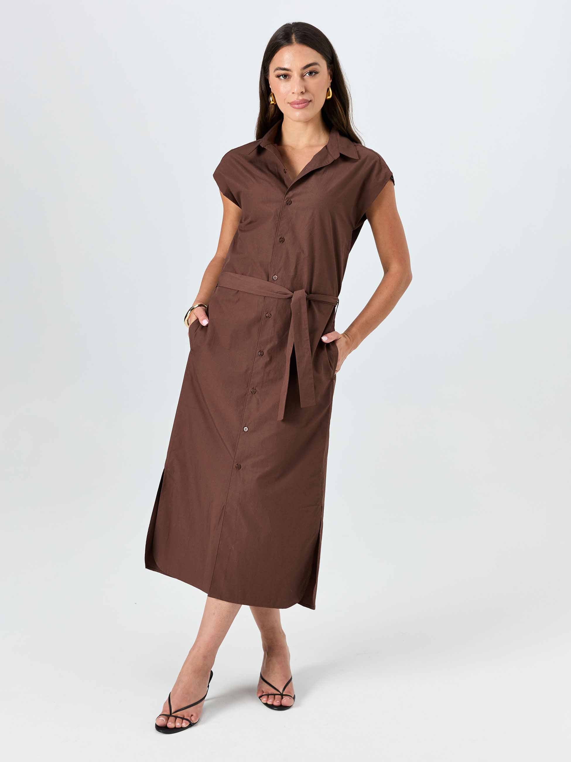 Poplin Shirt Dress - Mocha - Image 2