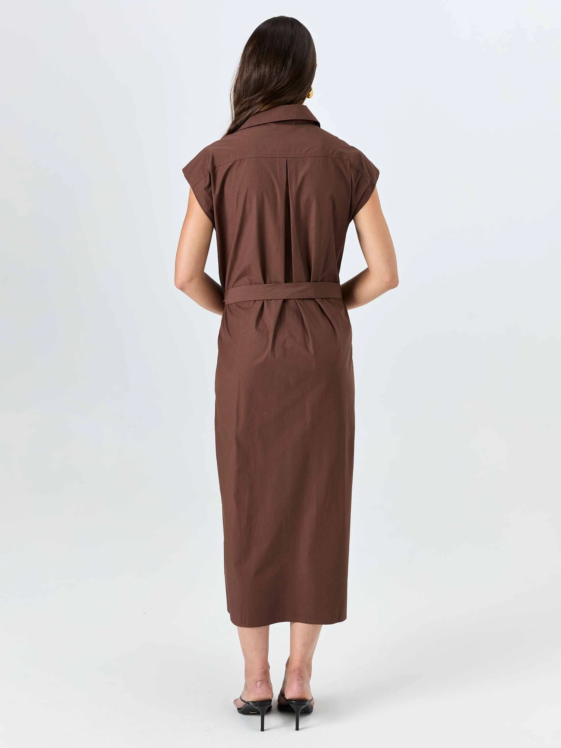 Poplin Shirt Dress - Mocha - Image 3