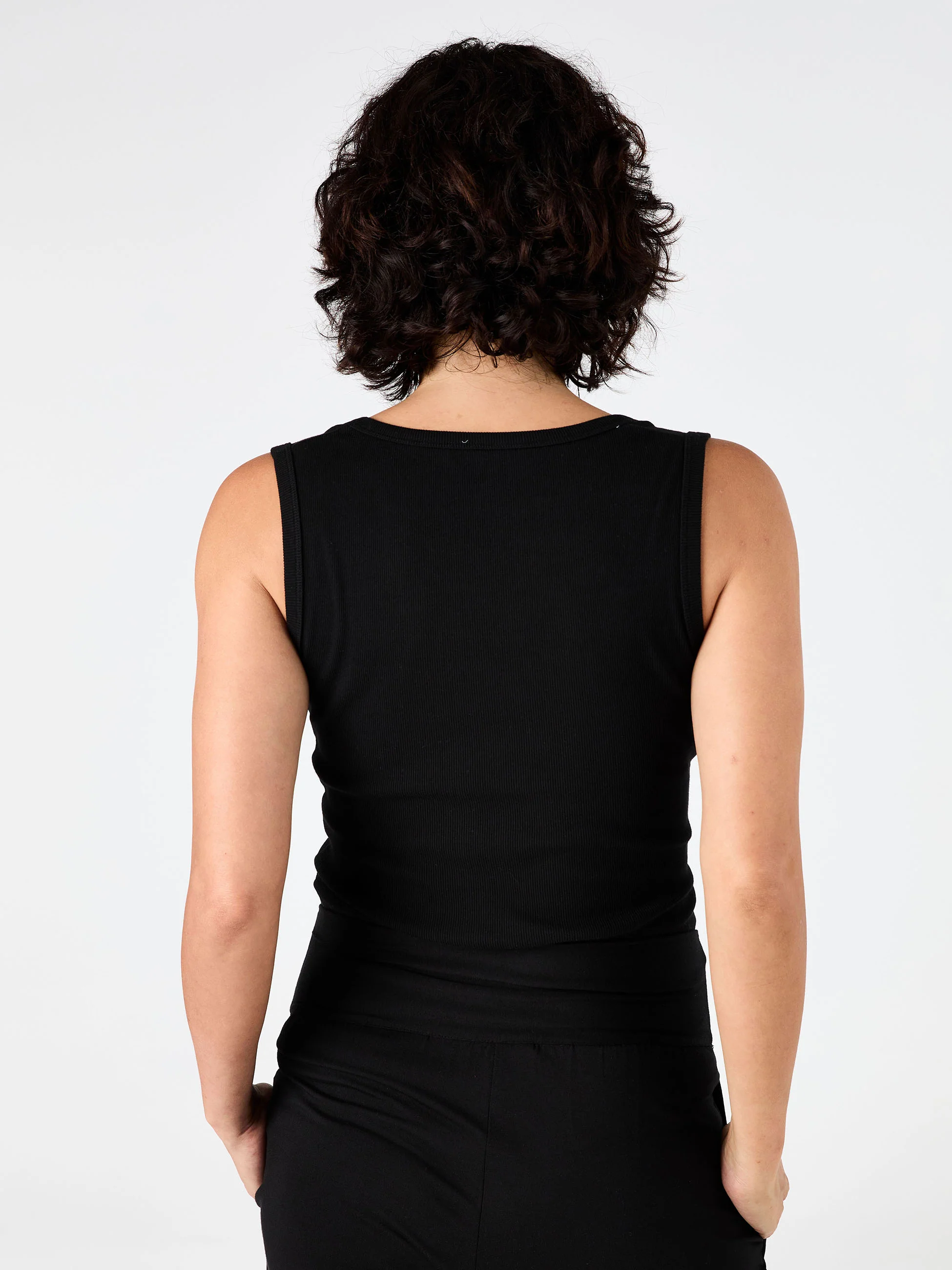 Rib Square Neck Tank - Black - Image 4