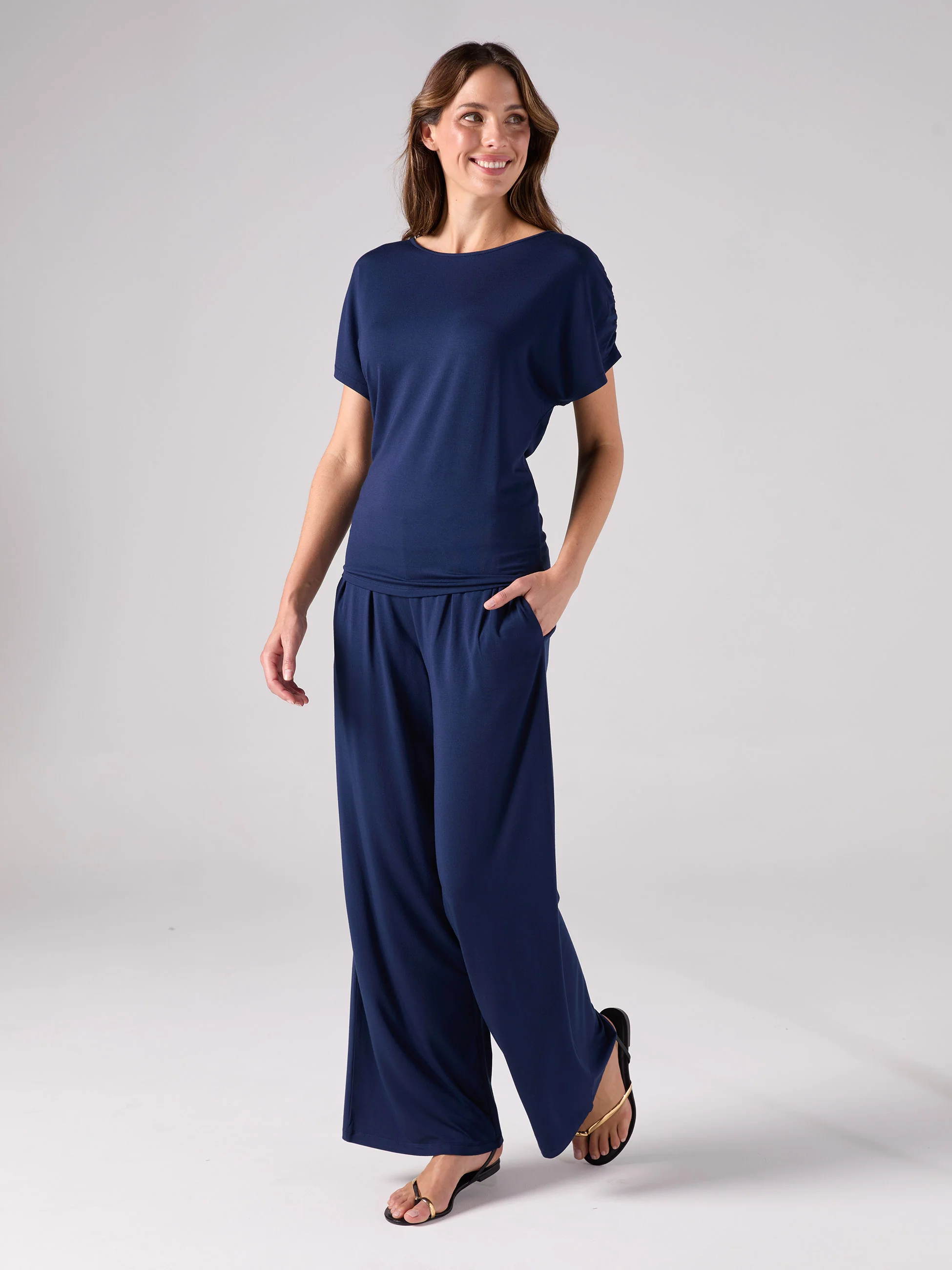 Rouch Sleeve Luxe Layer - Navy - Image 2