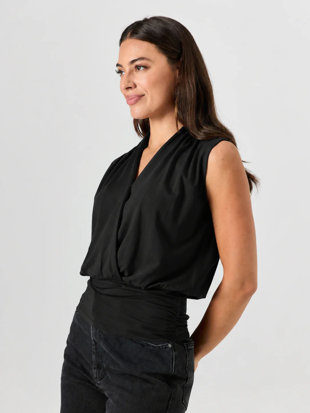 Shawl Collar Top Black - Image 3