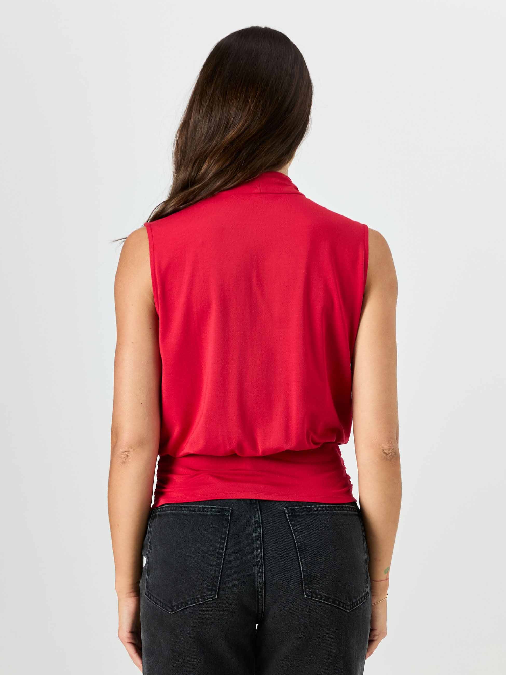 Shawl Collar Top - Cherry - Image 3