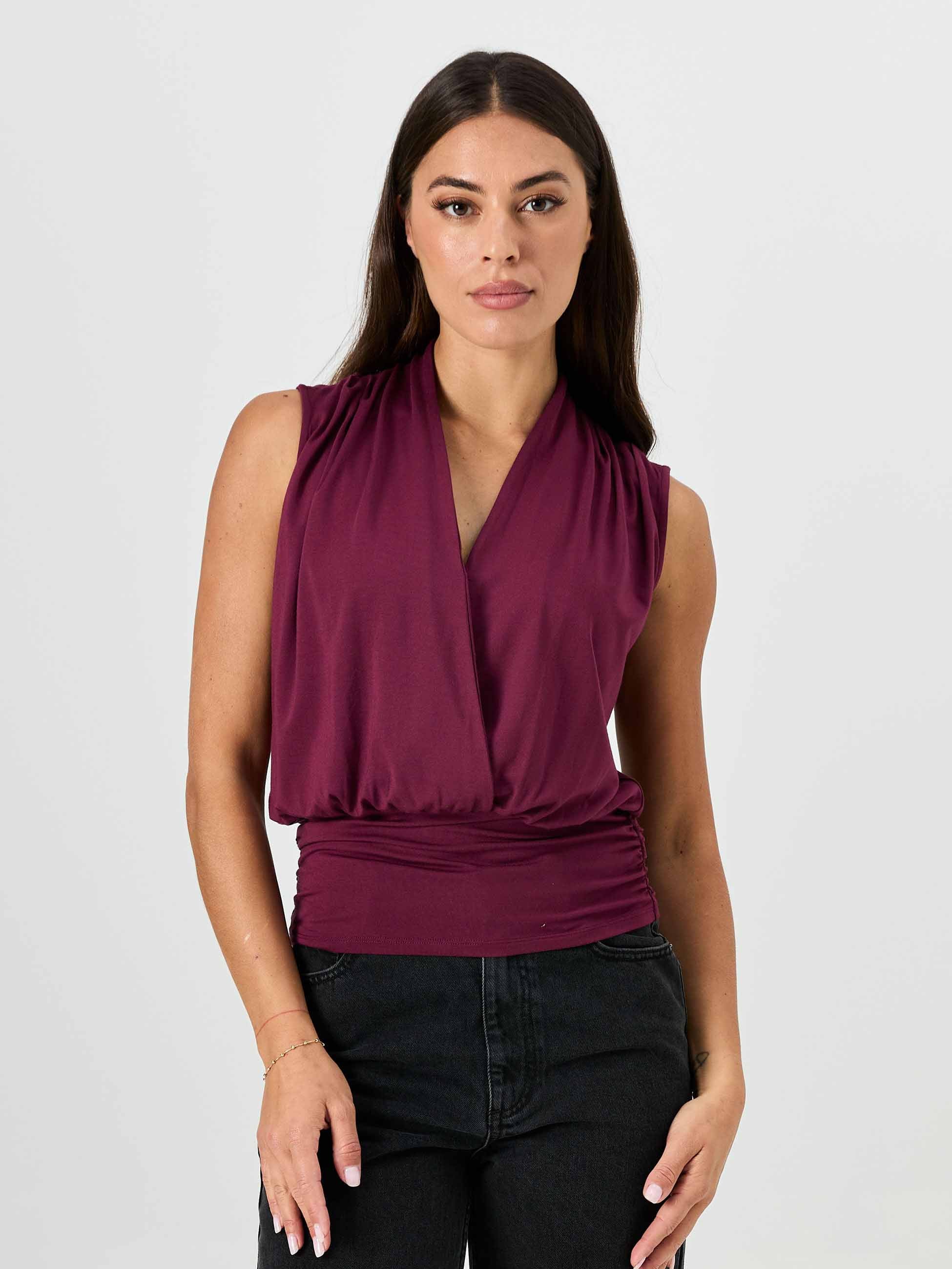 Shawl Collar Top - Ruby