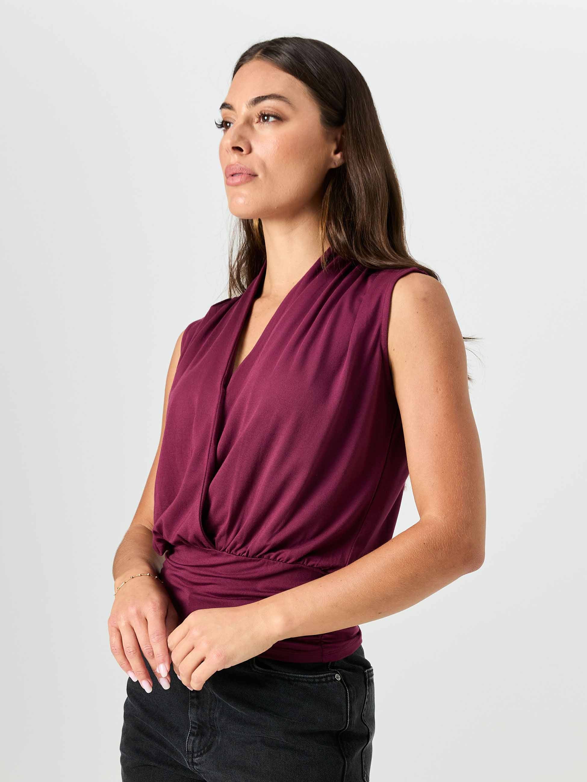 Shawl Collar Top - Ruby - Image 2