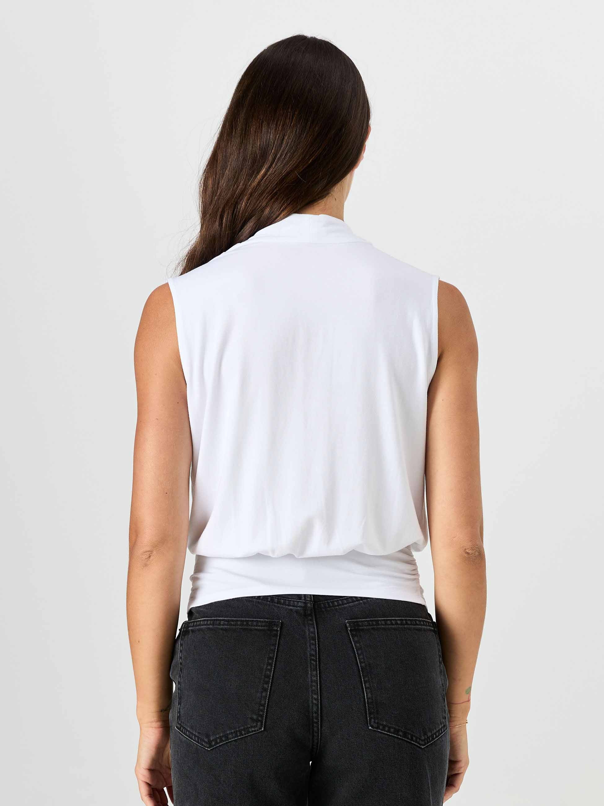 Shawl Collar Top - White - Image 3