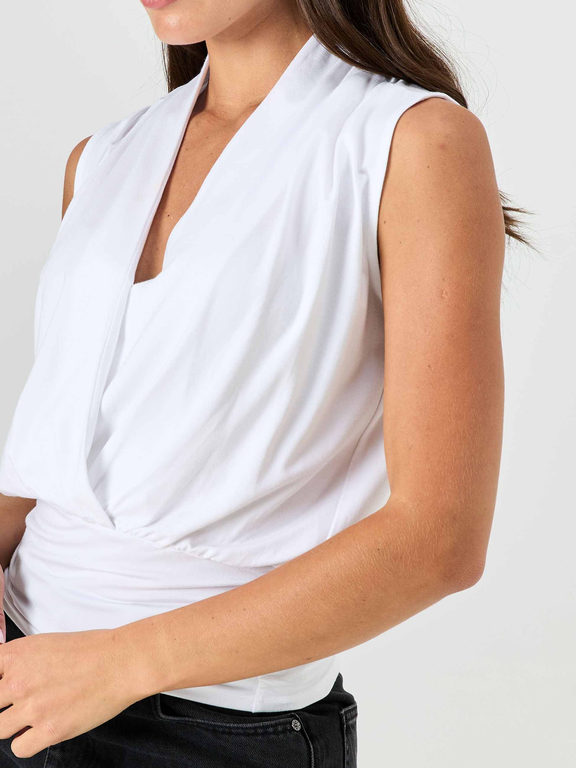 Shawl Collar Top - White - Image 4