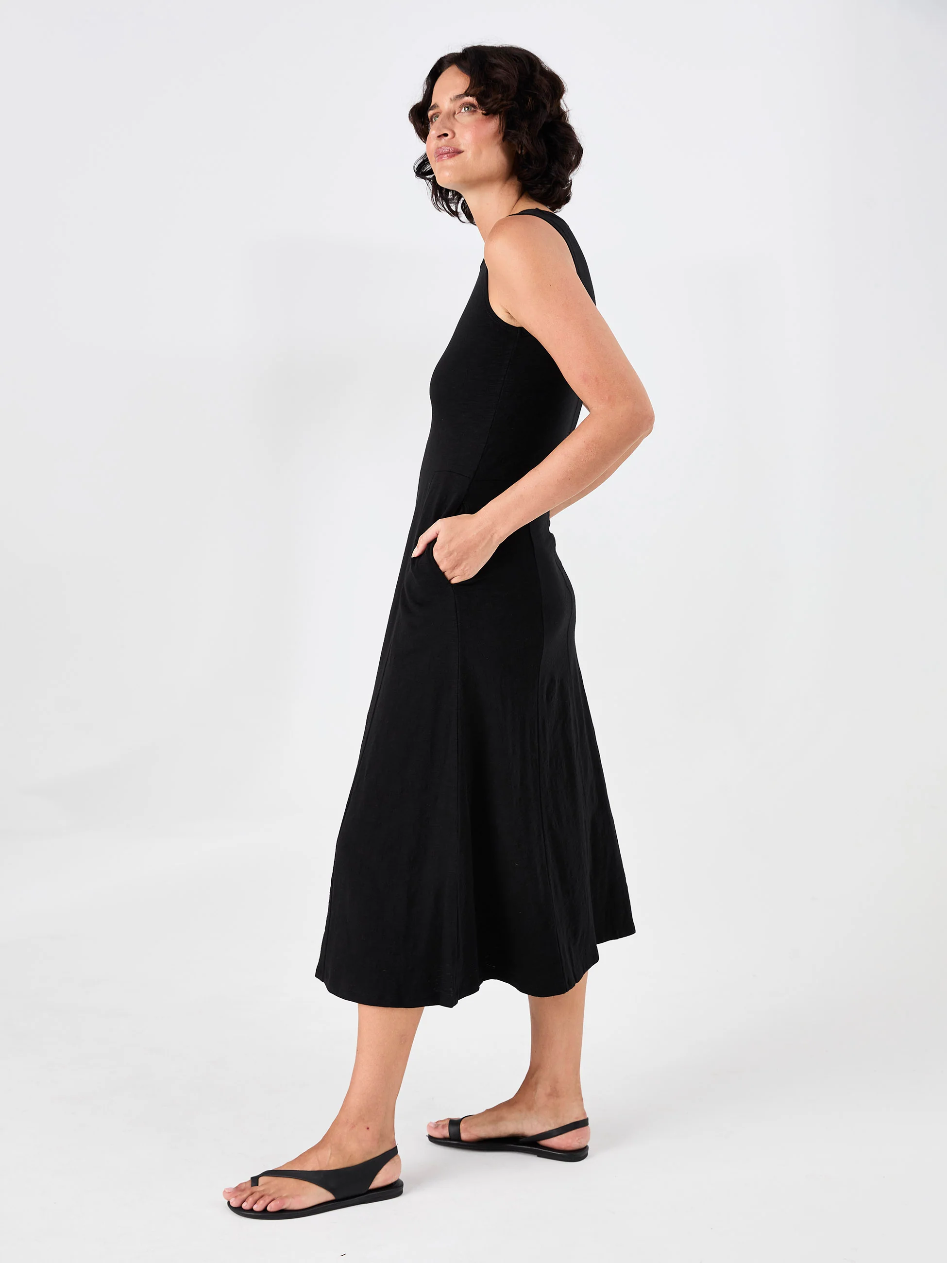 Textured Slub Dress - Black - Image 9