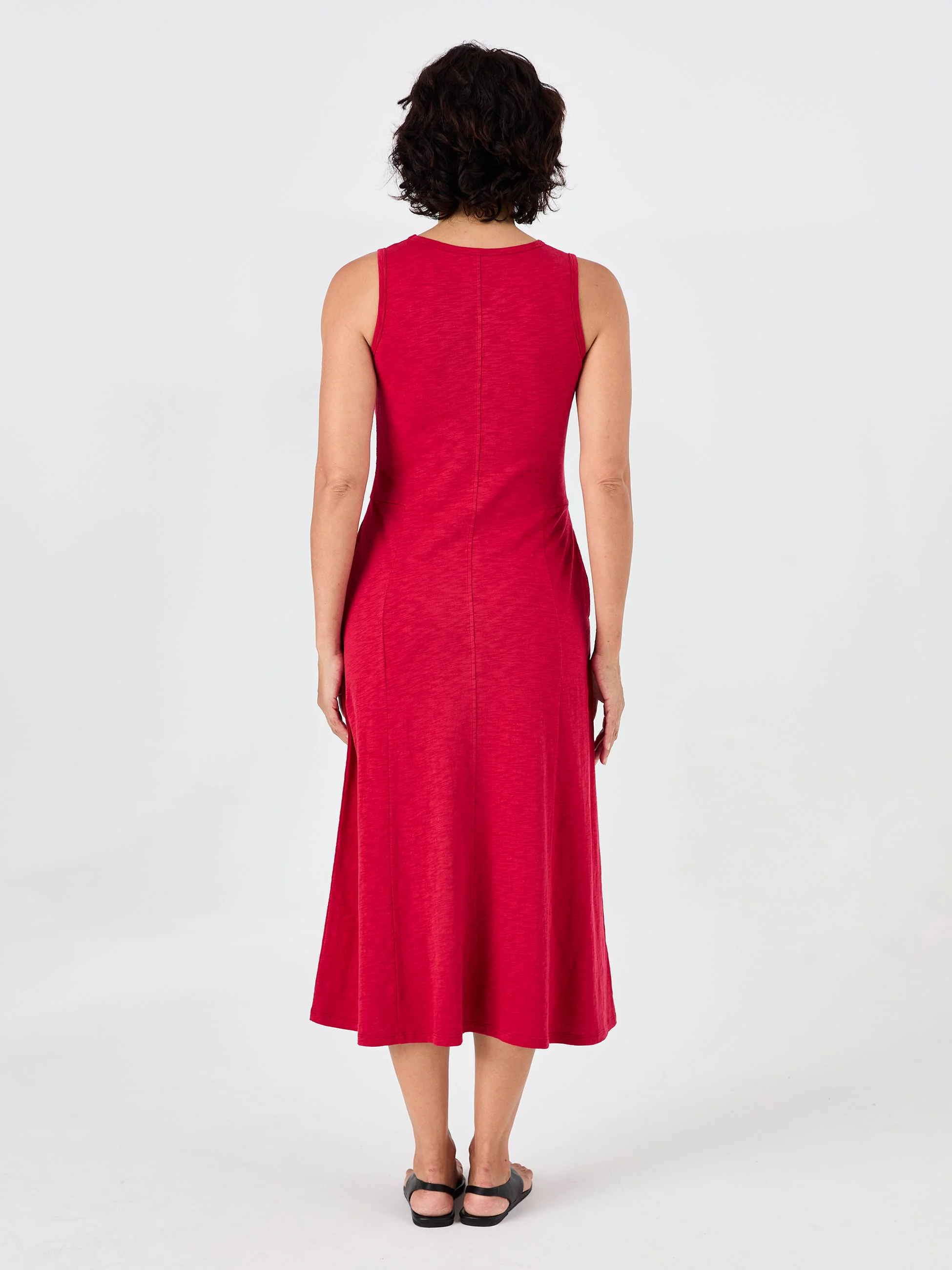Textured Slub Dress - Cherry - Image 7