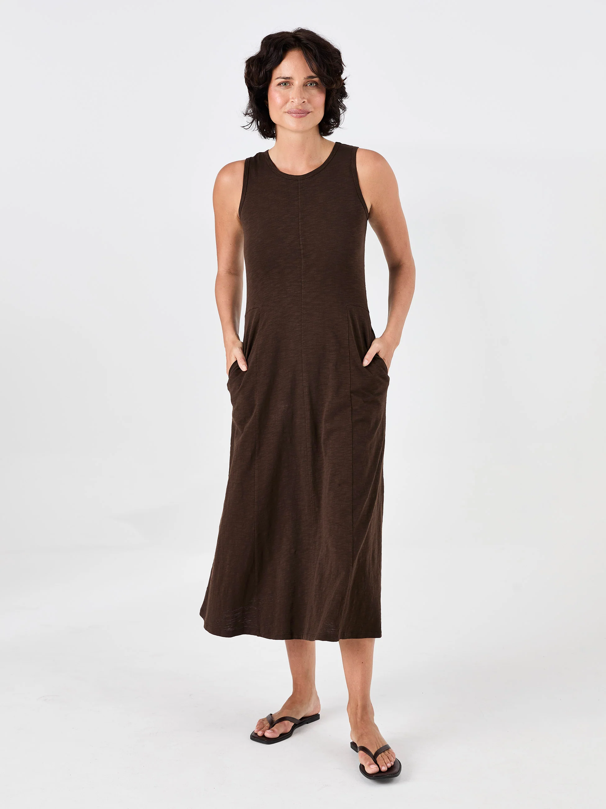 Textured Slub Dress - Coffee Bean - Image 6