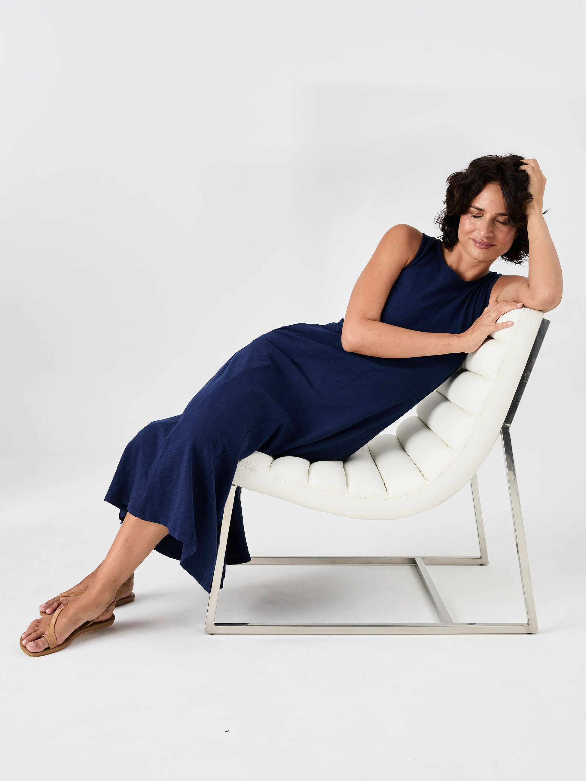Textured Slub Dress - Midnight Blue - Image 10