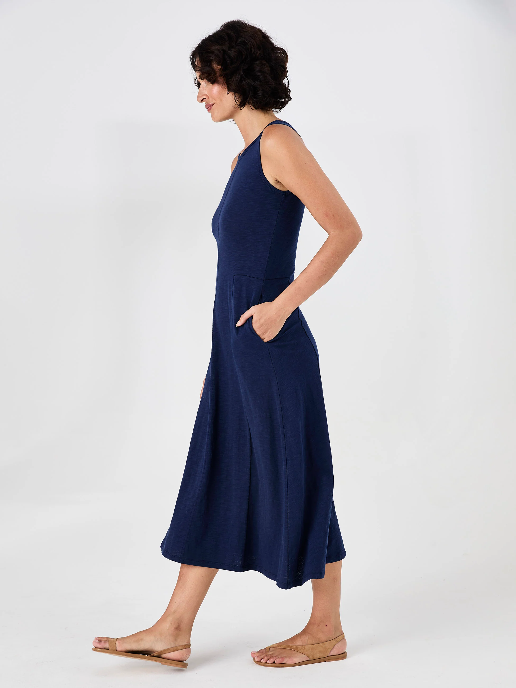 Textured Slub Dress - Midnight Blue - Image 3