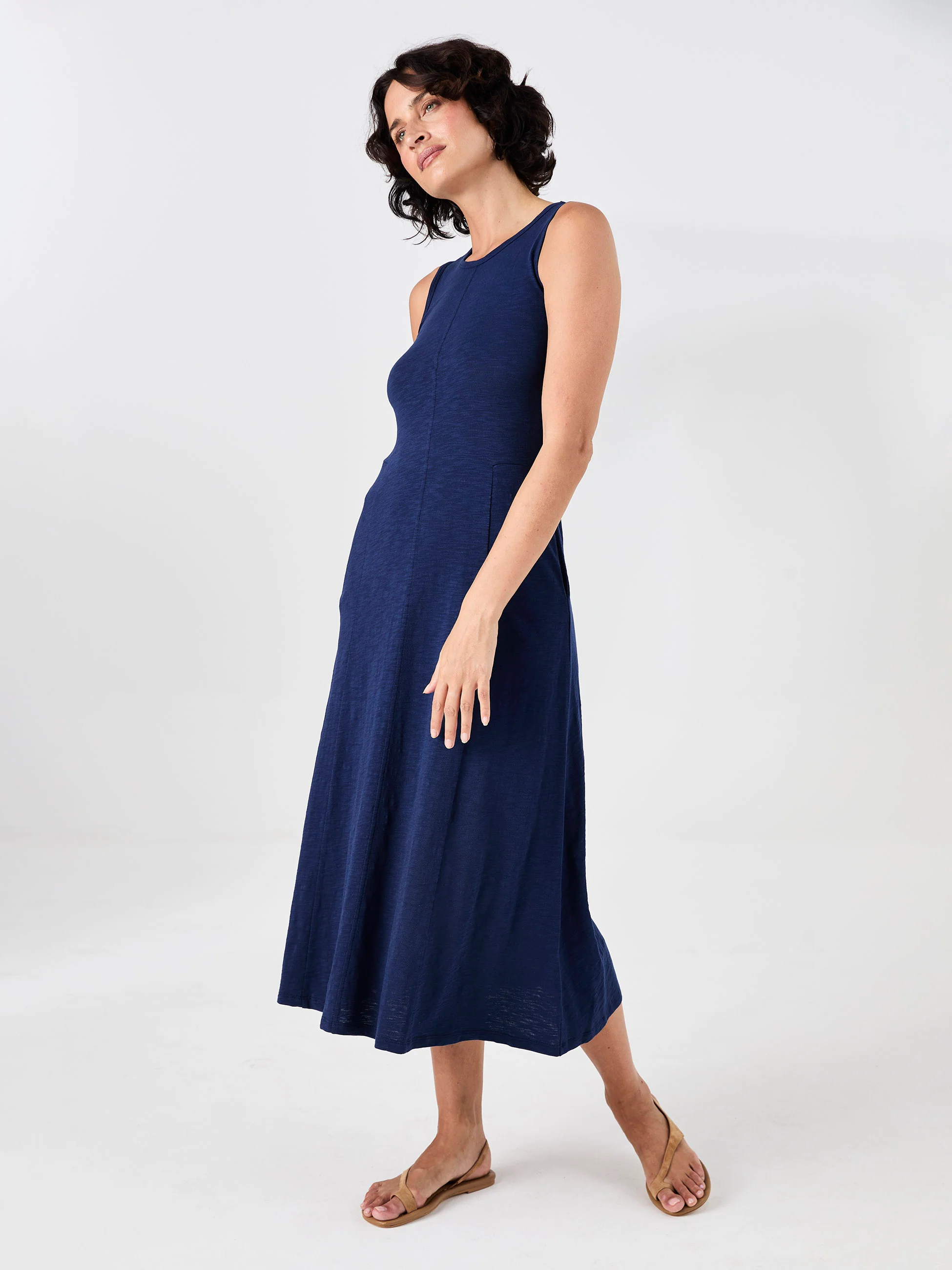 Textured Slub Dress - Midnight Blue - Image 6