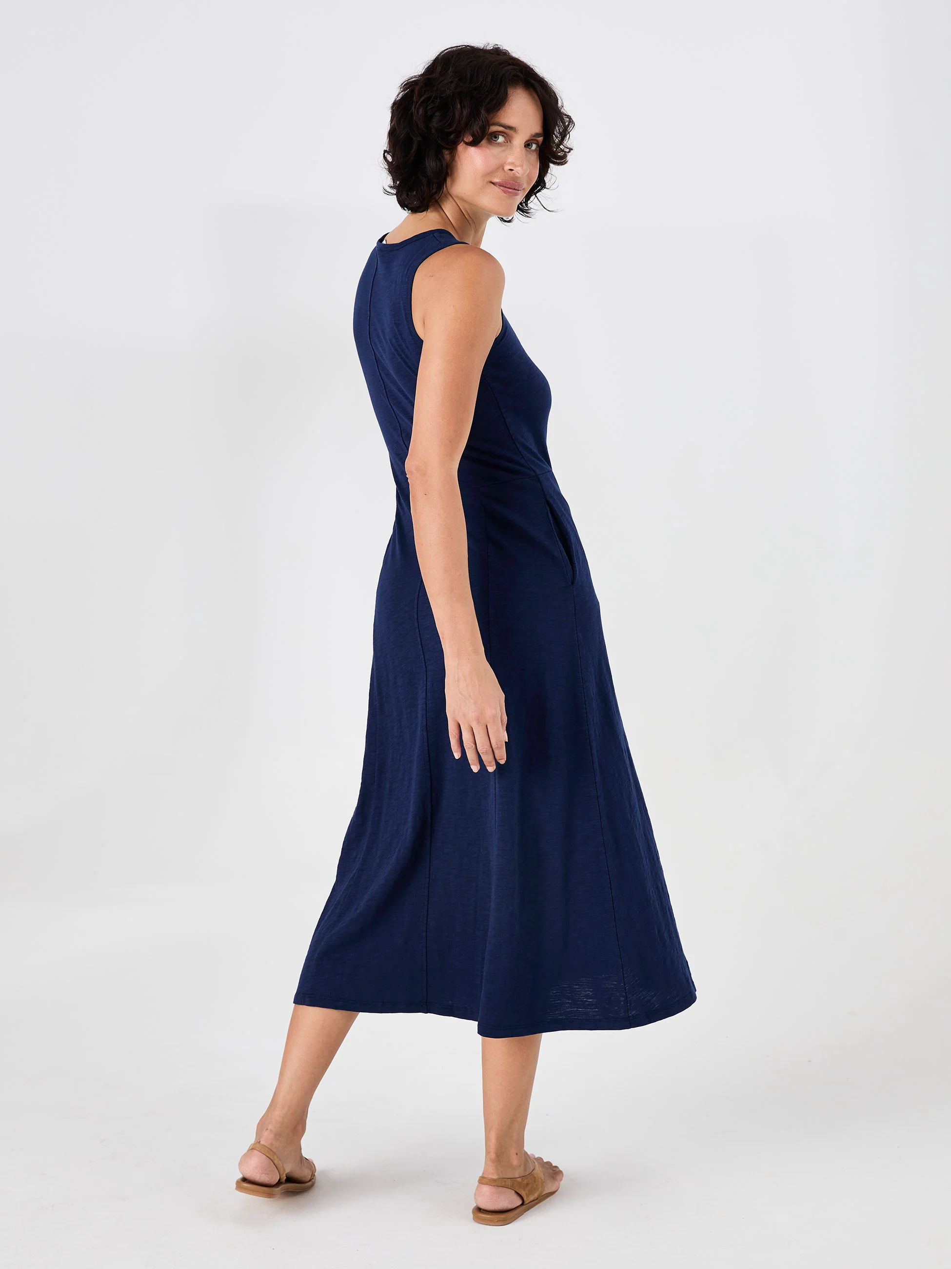 Textured Slub Dress - Midnight Blue - Image 8