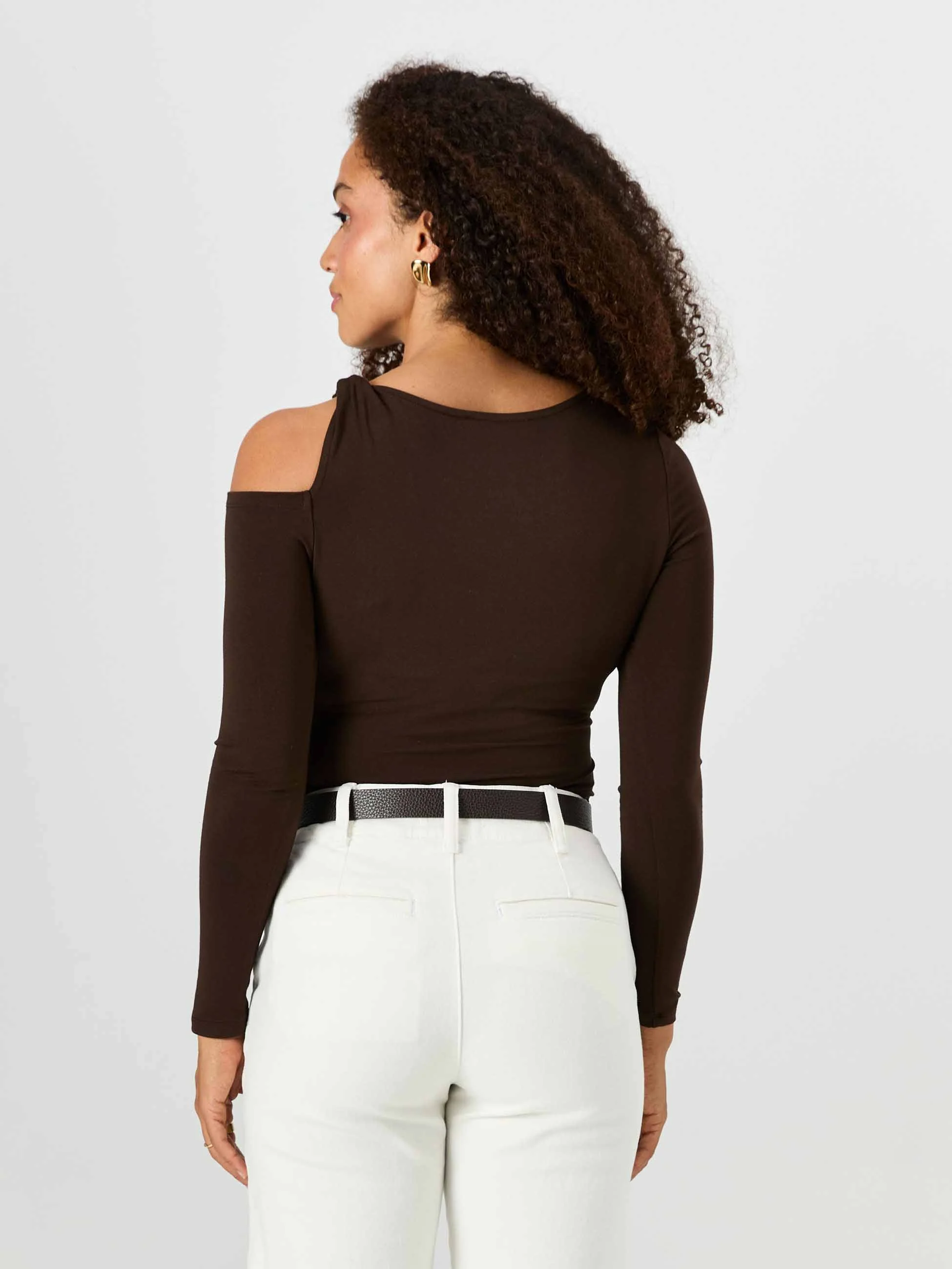 Twist Long Sleeve Top - Coffee Bean - Image 3