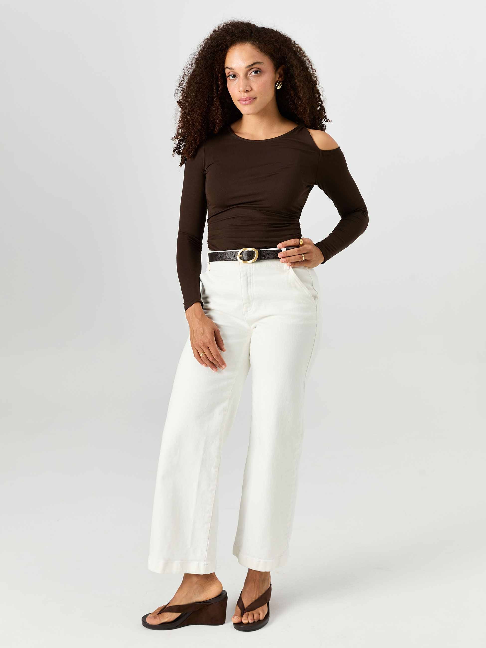 Twist Long Sleeve Top - Coffee Bean - Image 4