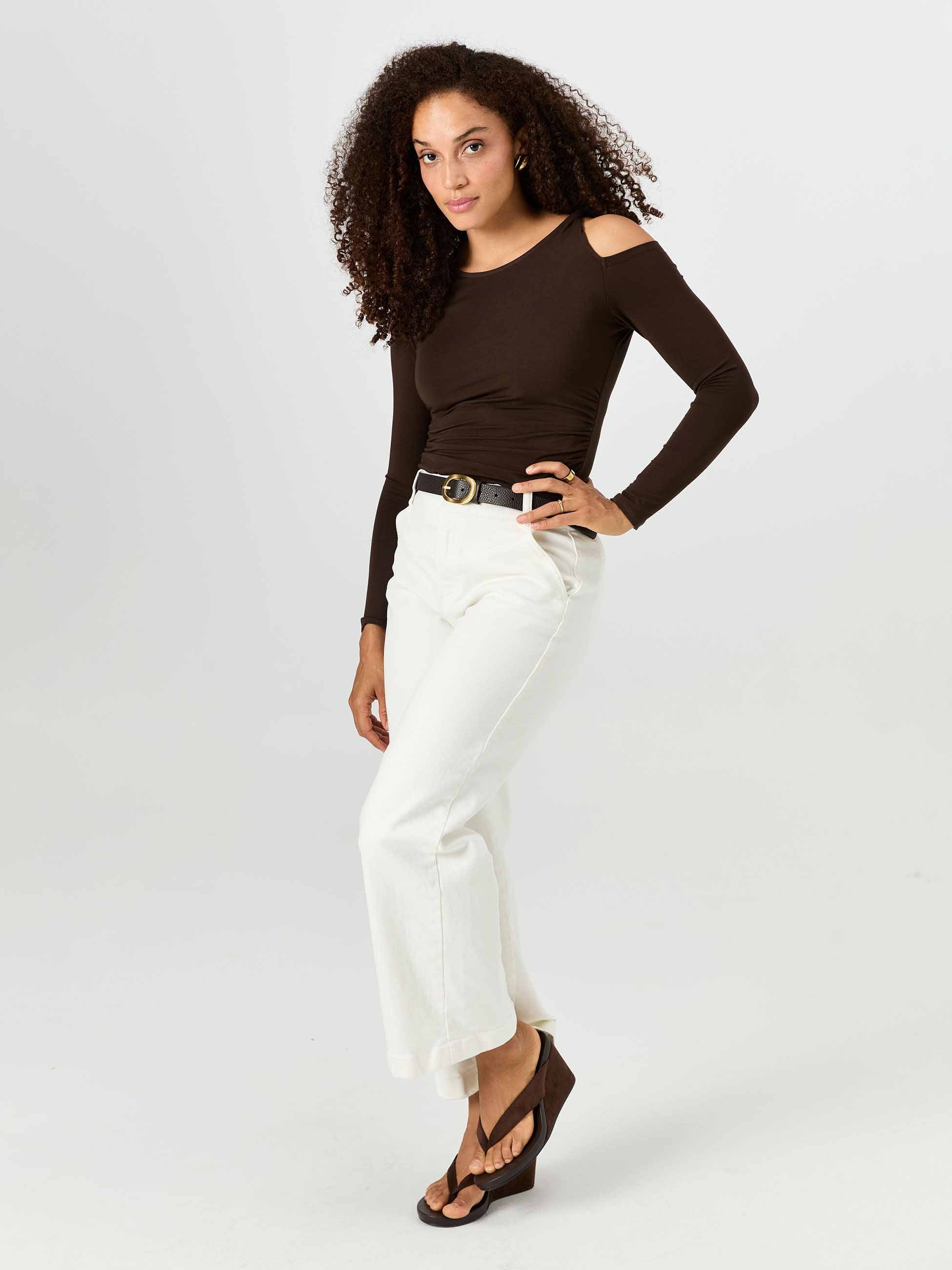Twist Long Sleeve Top - Coffee Bean - Image 6