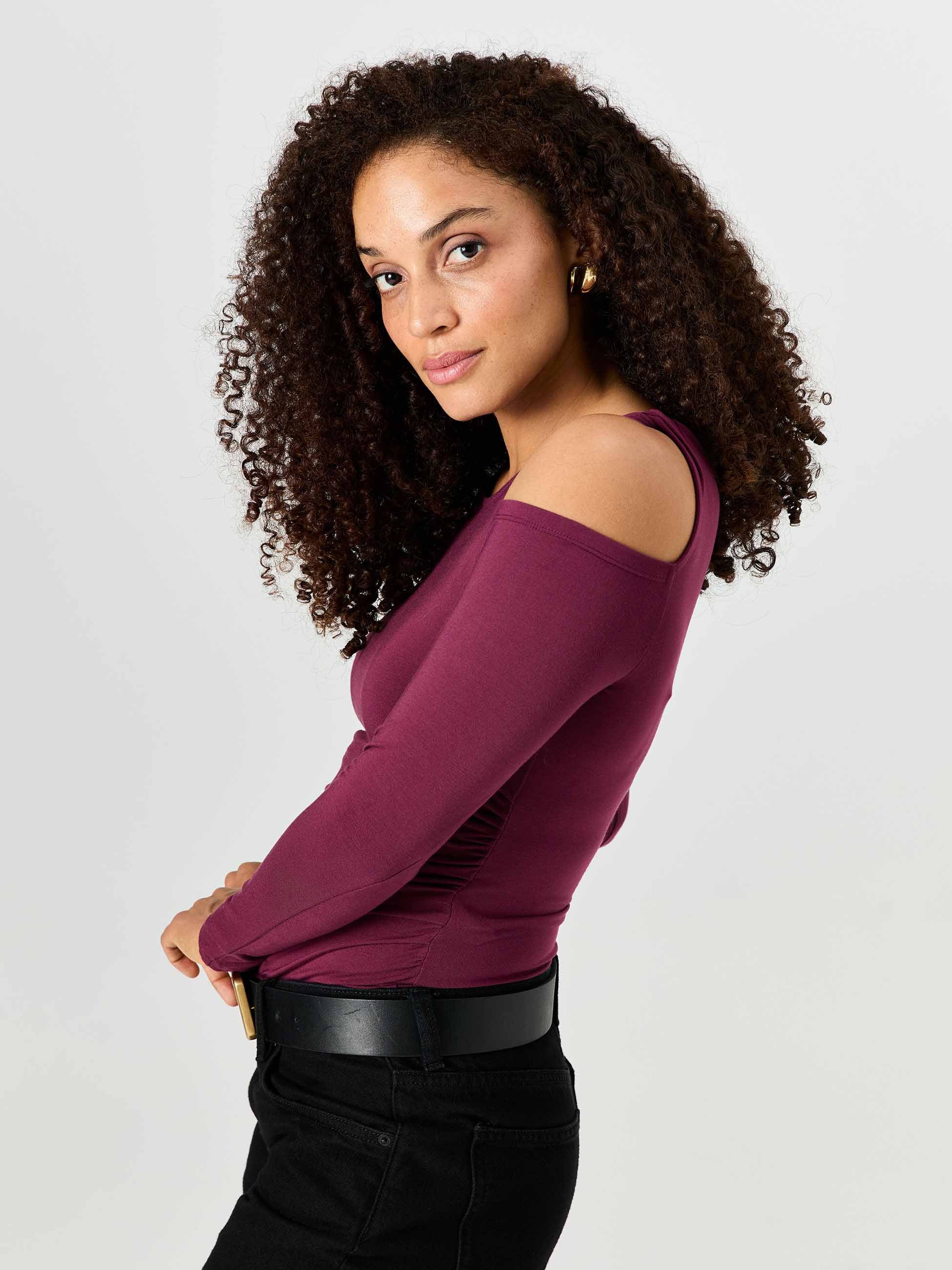 Twist Long Sleeve Top - Ruby - Image 2